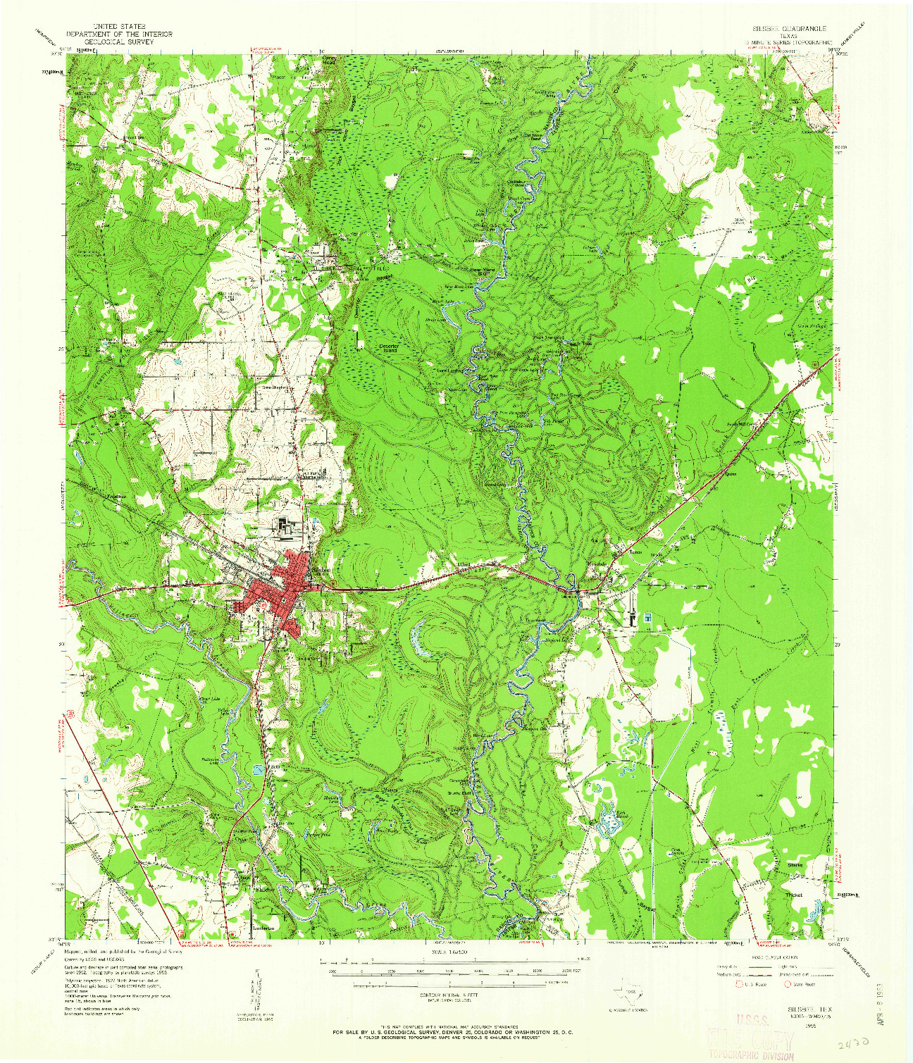 USGS 1:62500-SCALE QUADRANGLE FOR SILSBEE, TX 1955