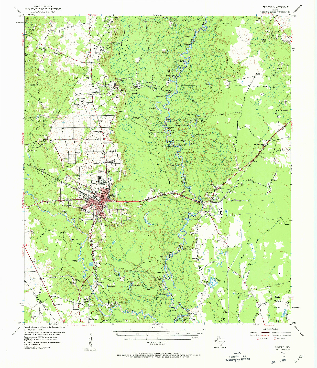 USGS 1:62500-SCALE QUADRANGLE FOR SILSBEE, TX 1955