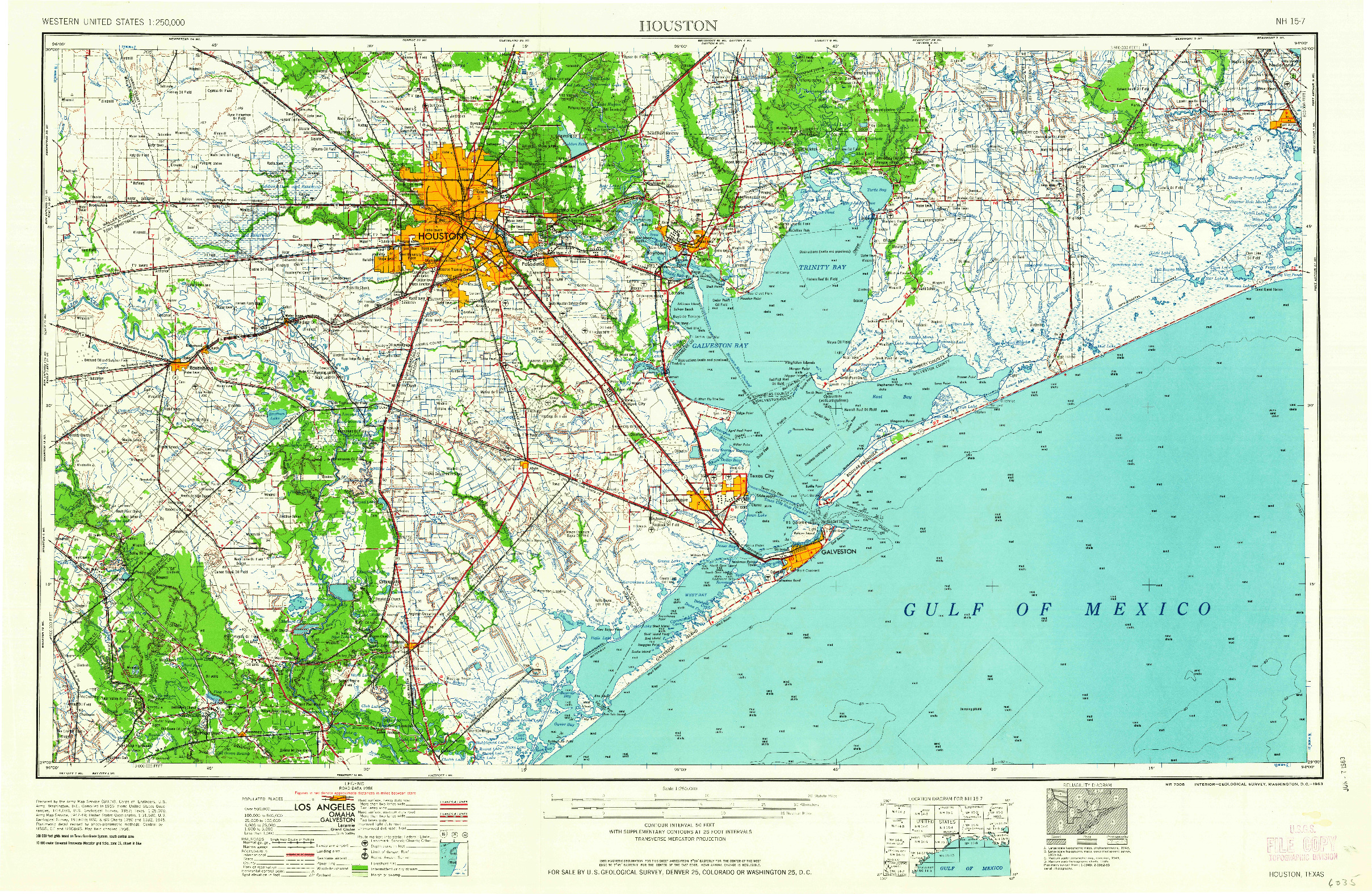USGS 1:250000-SCALE QUADRANGLE FOR HOUSTON, TX 1956