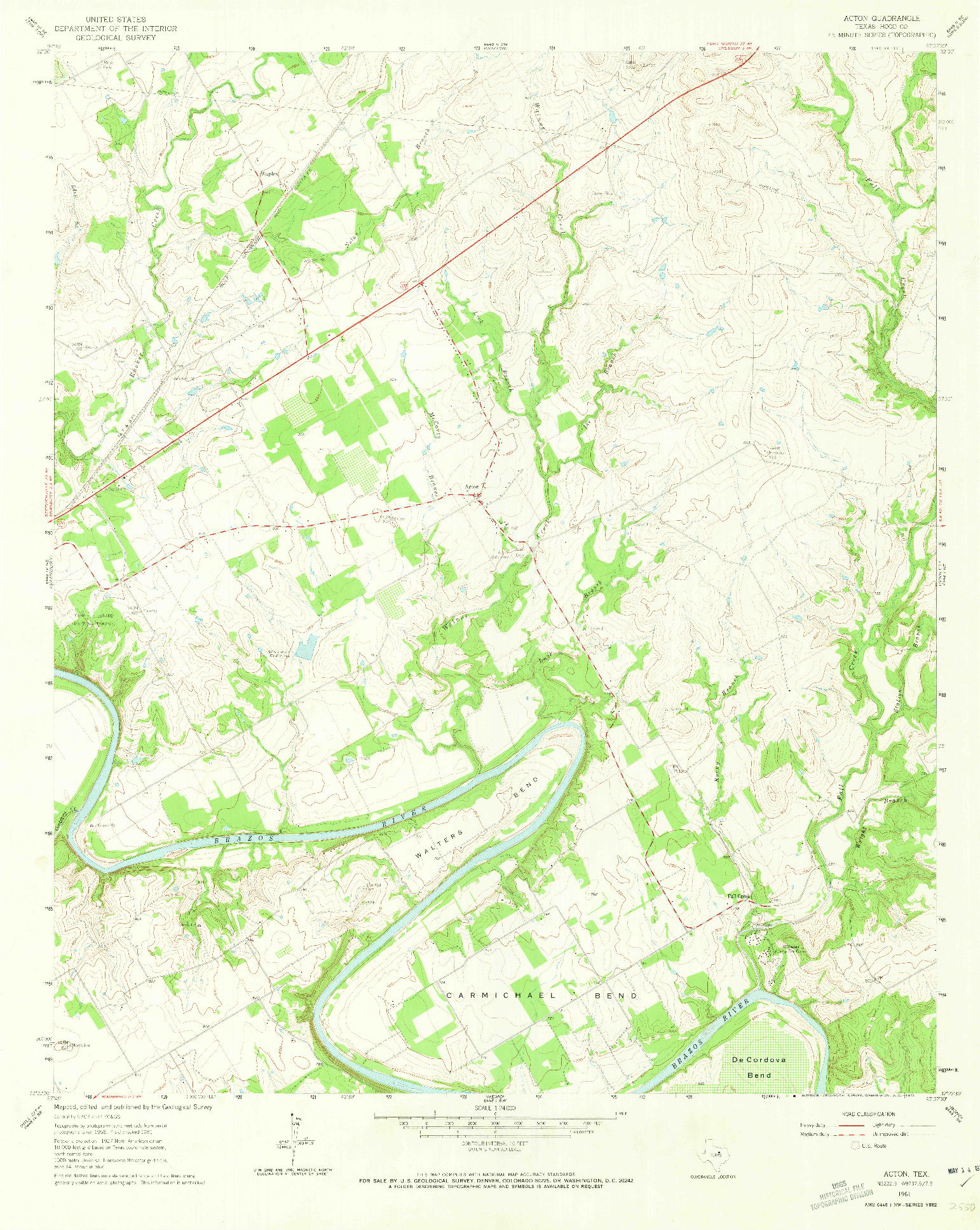 USGS 1:24000-SCALE QUADRANGLE FOR ACTON, TX 1961