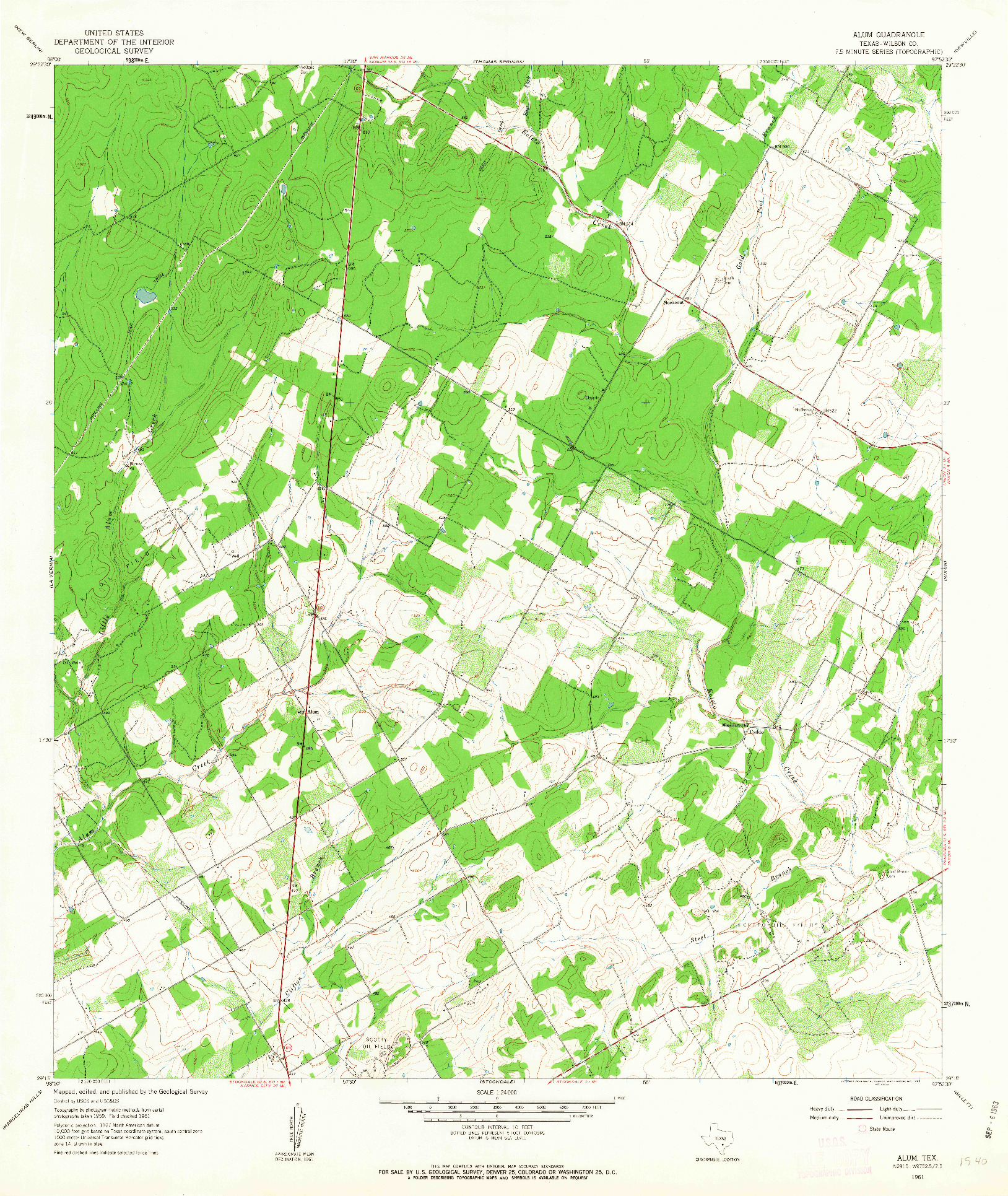 USGS 1:24000-SCALE QUADRANGLE FOR ALUM, TX 1961