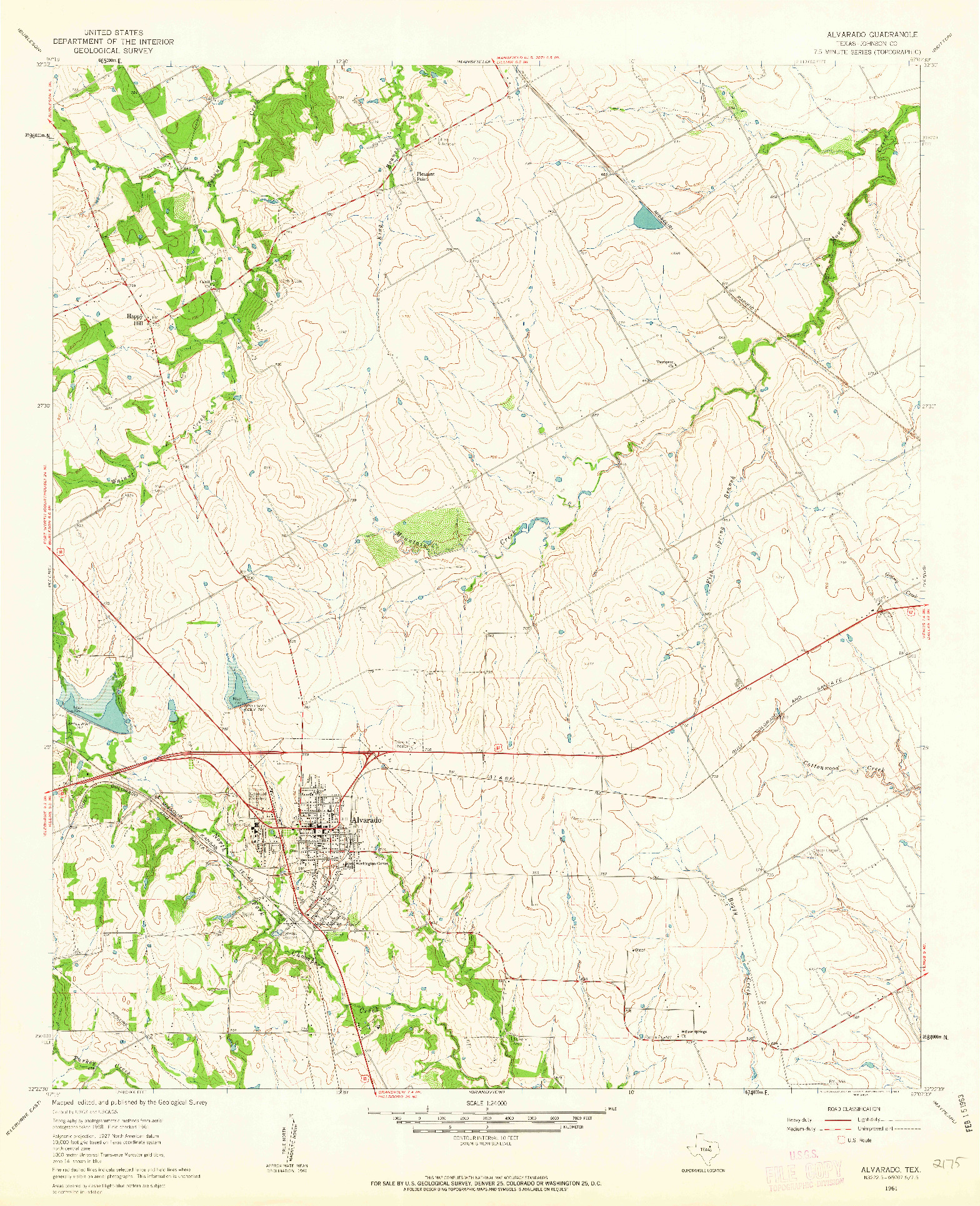 USGS 1:24000-SCALE QUADRANGLE FOR ALVARADO, TX 1961