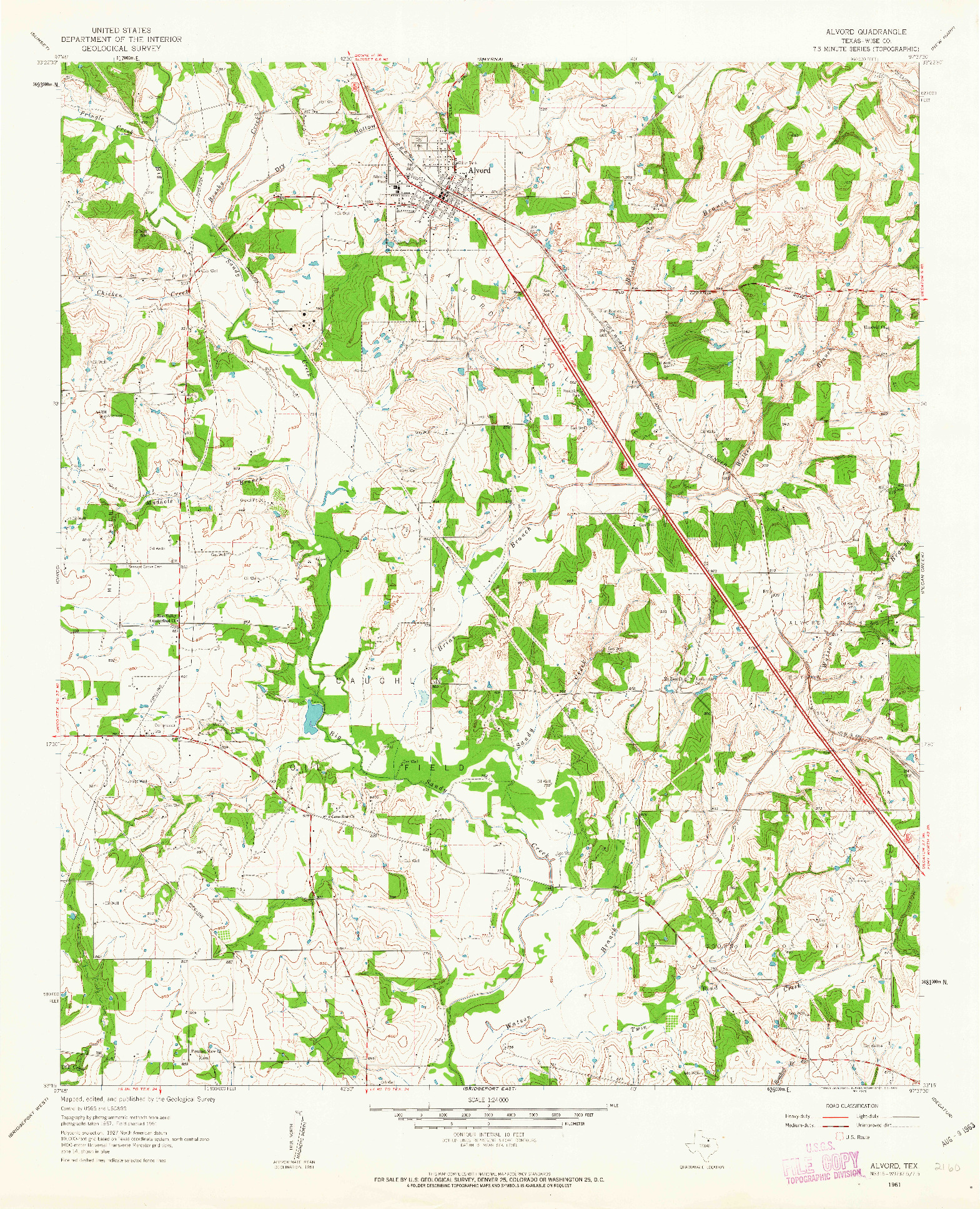 USGS 1:24000-SCALE QUADRANGLE FOR ALVORD, TX 1961