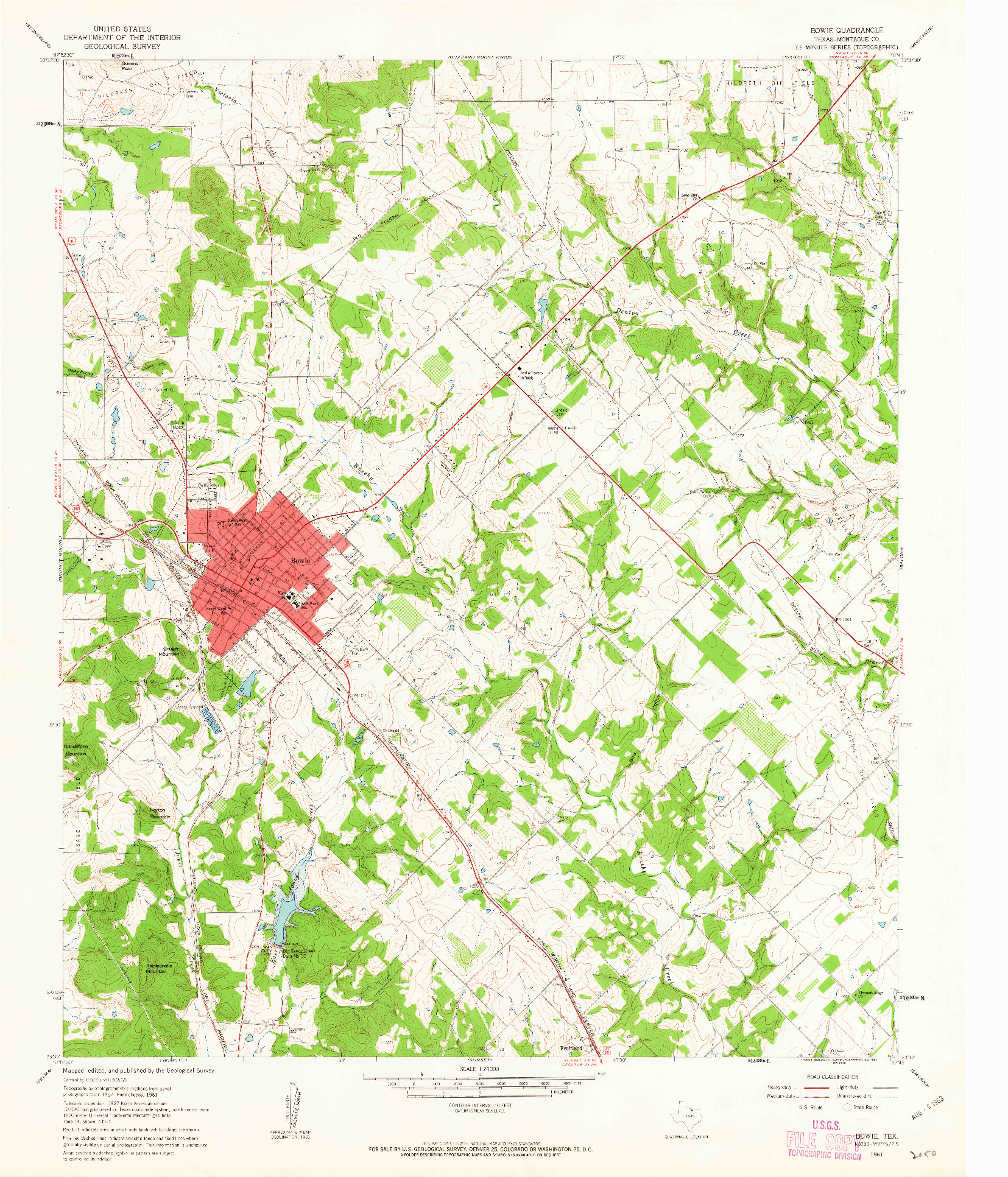 USGS 1:24000-SCALE QUADRANGLE FOR BOWIE, TX 1961