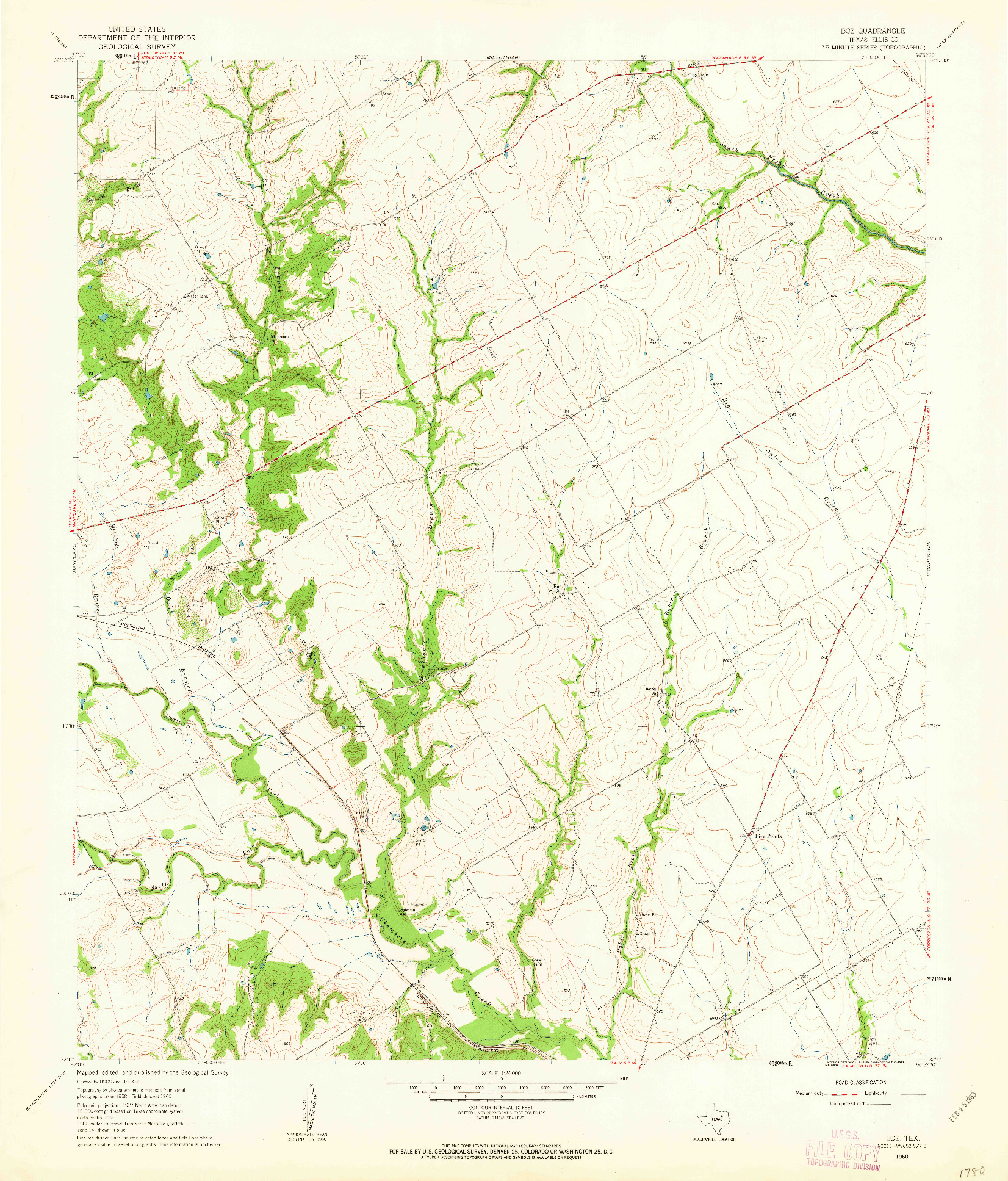 USGS 1:24000-SCALE QUADRANGLE FOR BOZ, TX 1960