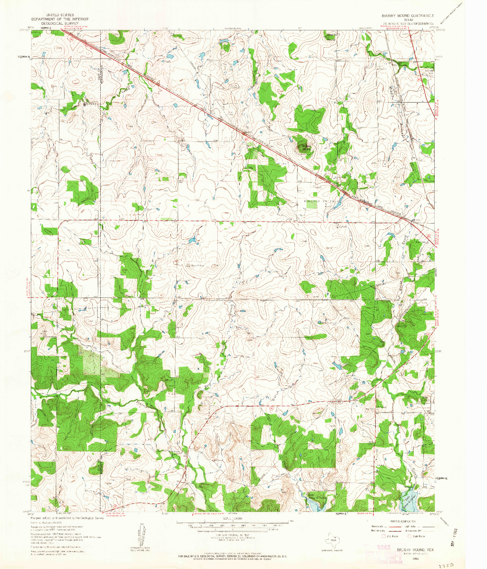 USGS 1:24000-SCALE QUADRANGLE FOR BRUSHY MOUND, TX 1961