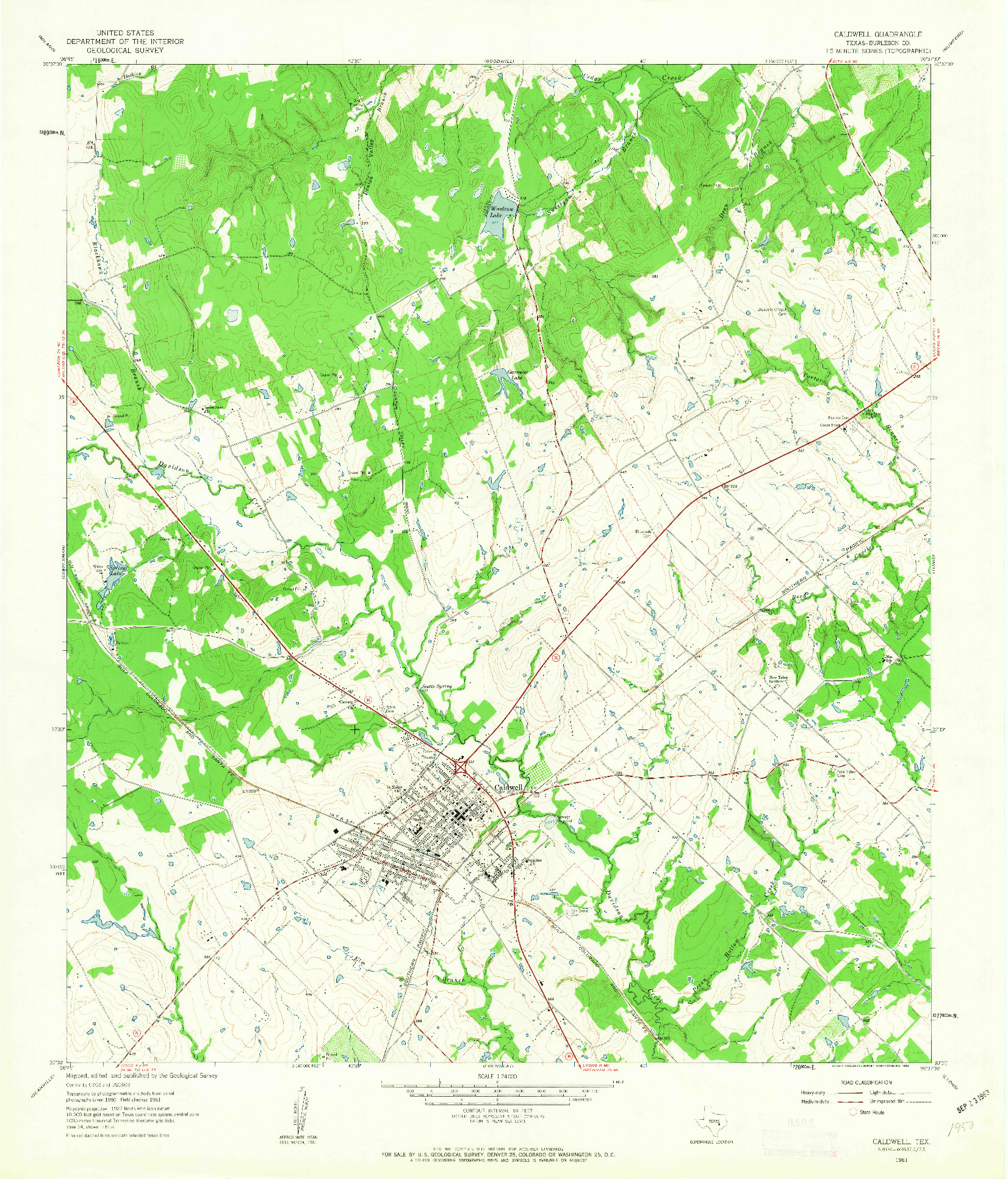 USGS 1:24000-SCALE QUADRANGLE FOR CALDWELL, TX 1961