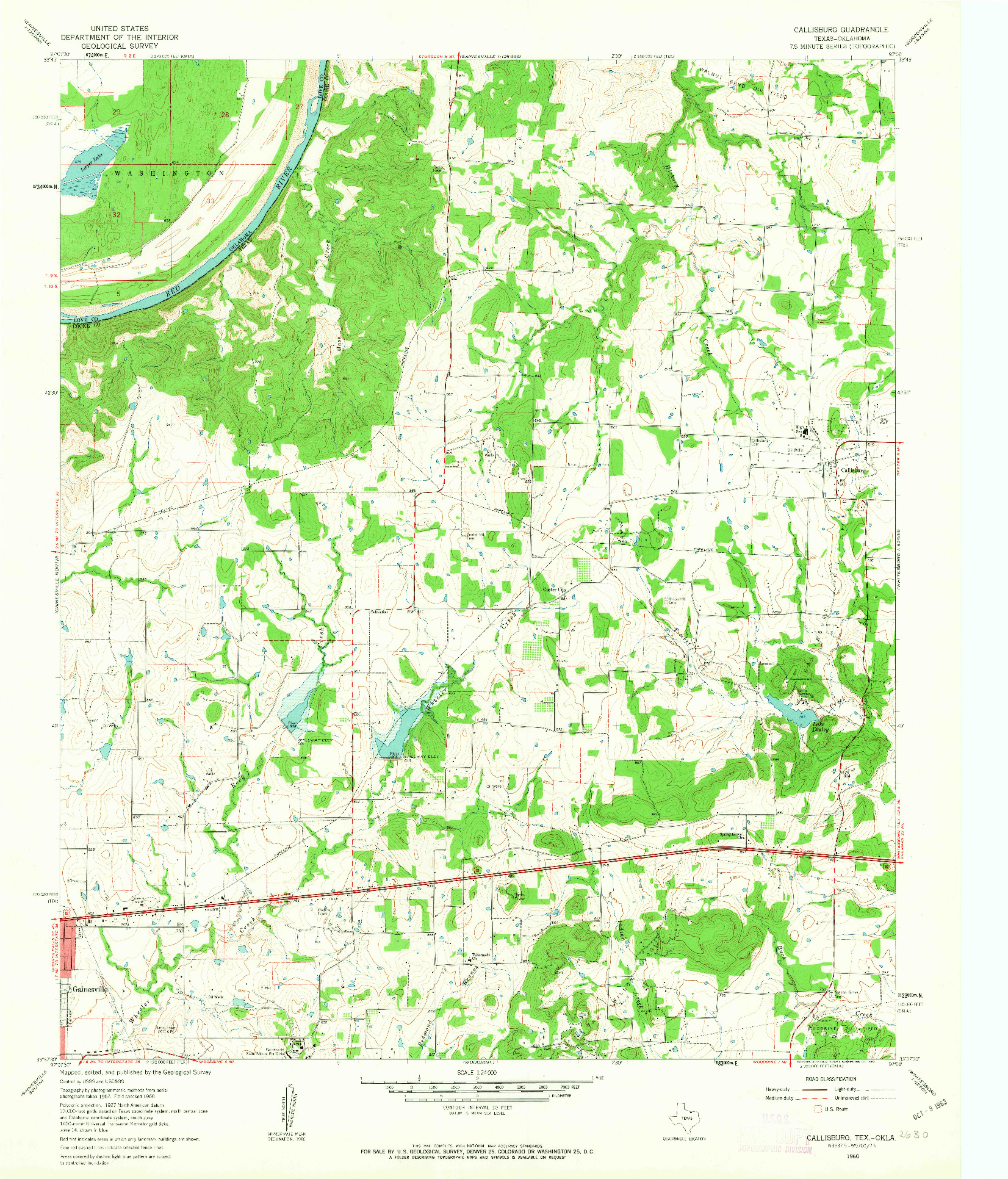 USGS 1:24000-SCALE QUADRANGLE FOR CALLISBURG, TX 1960