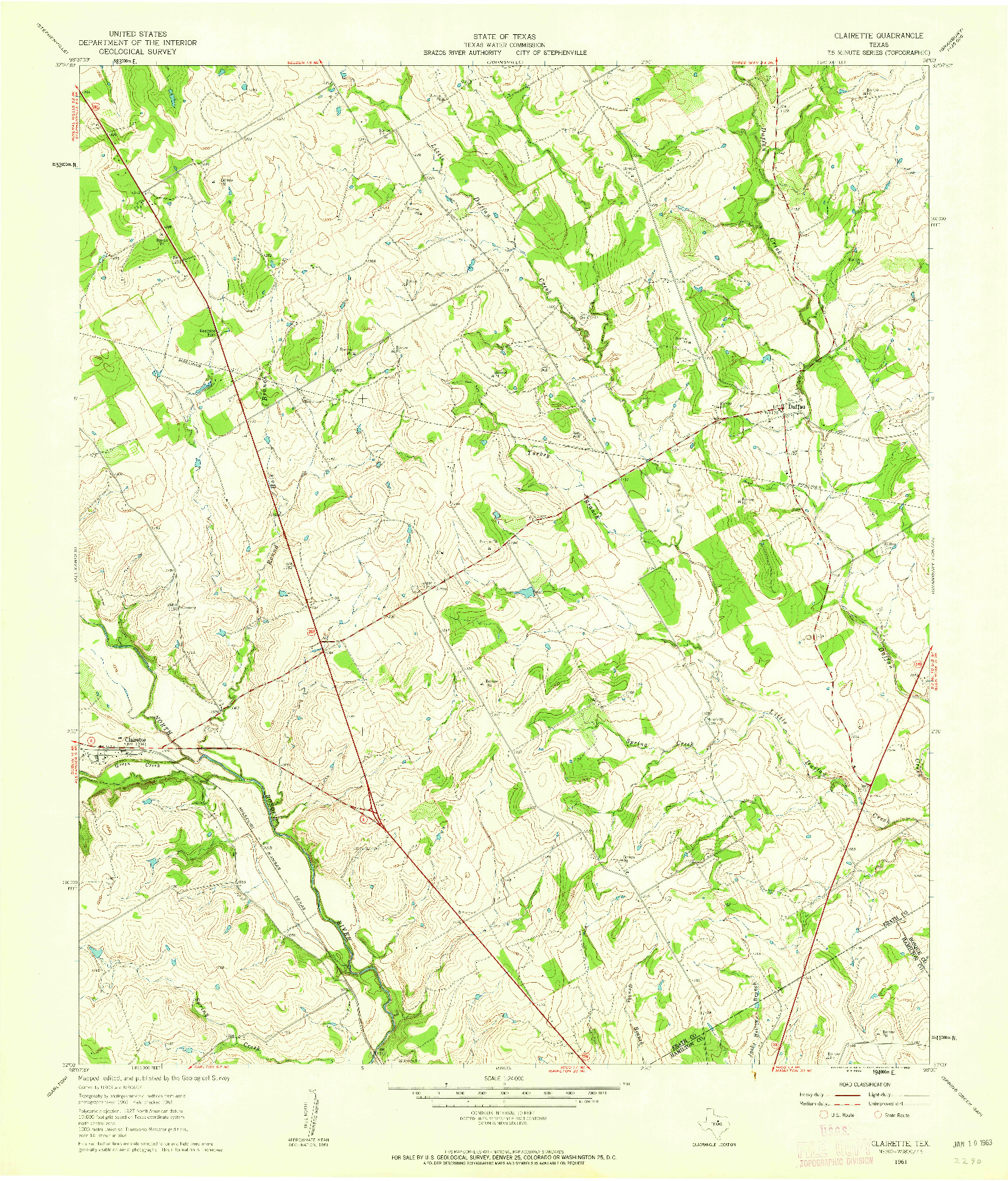 USGS 1:24000-SCALE QUADRANGLE FOR CLAIRETTE, TX 1961