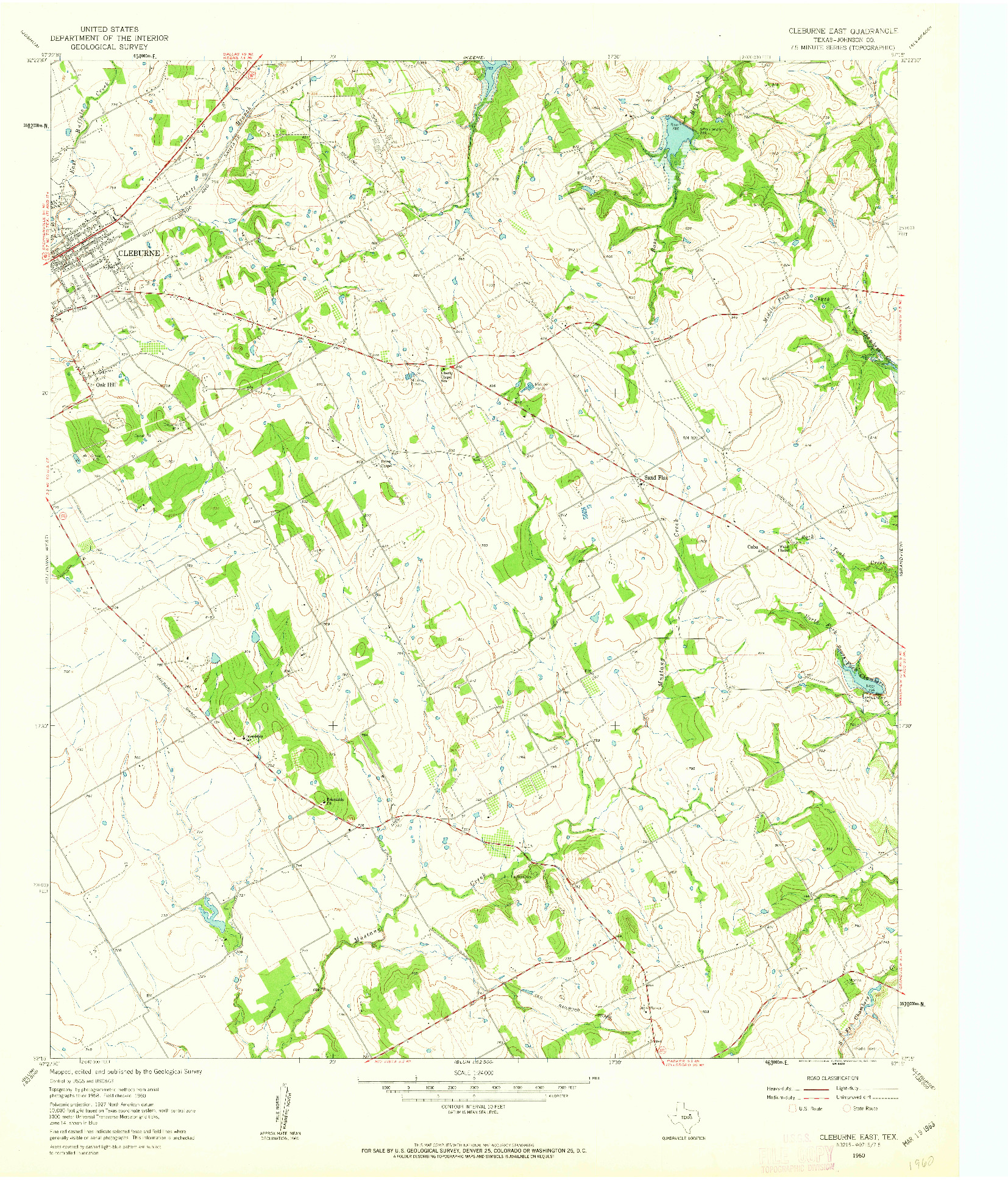 USGS 1:24000-SCALE QUADRANGLE FOR CLEBURNE EAST, TX 1960