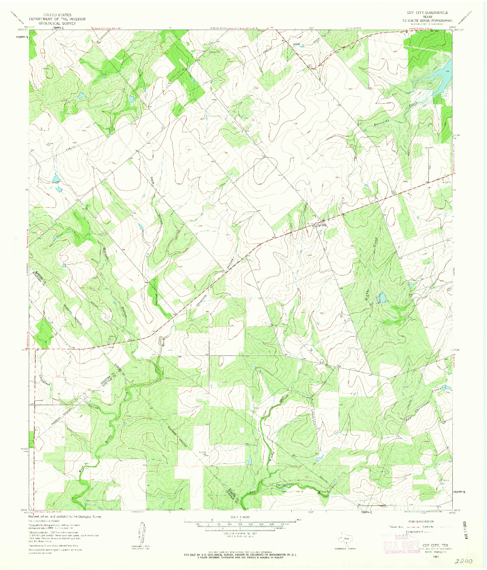 USGS 1:24000-SCALE QUADRANGLE FOR COY CITY, TX 1961