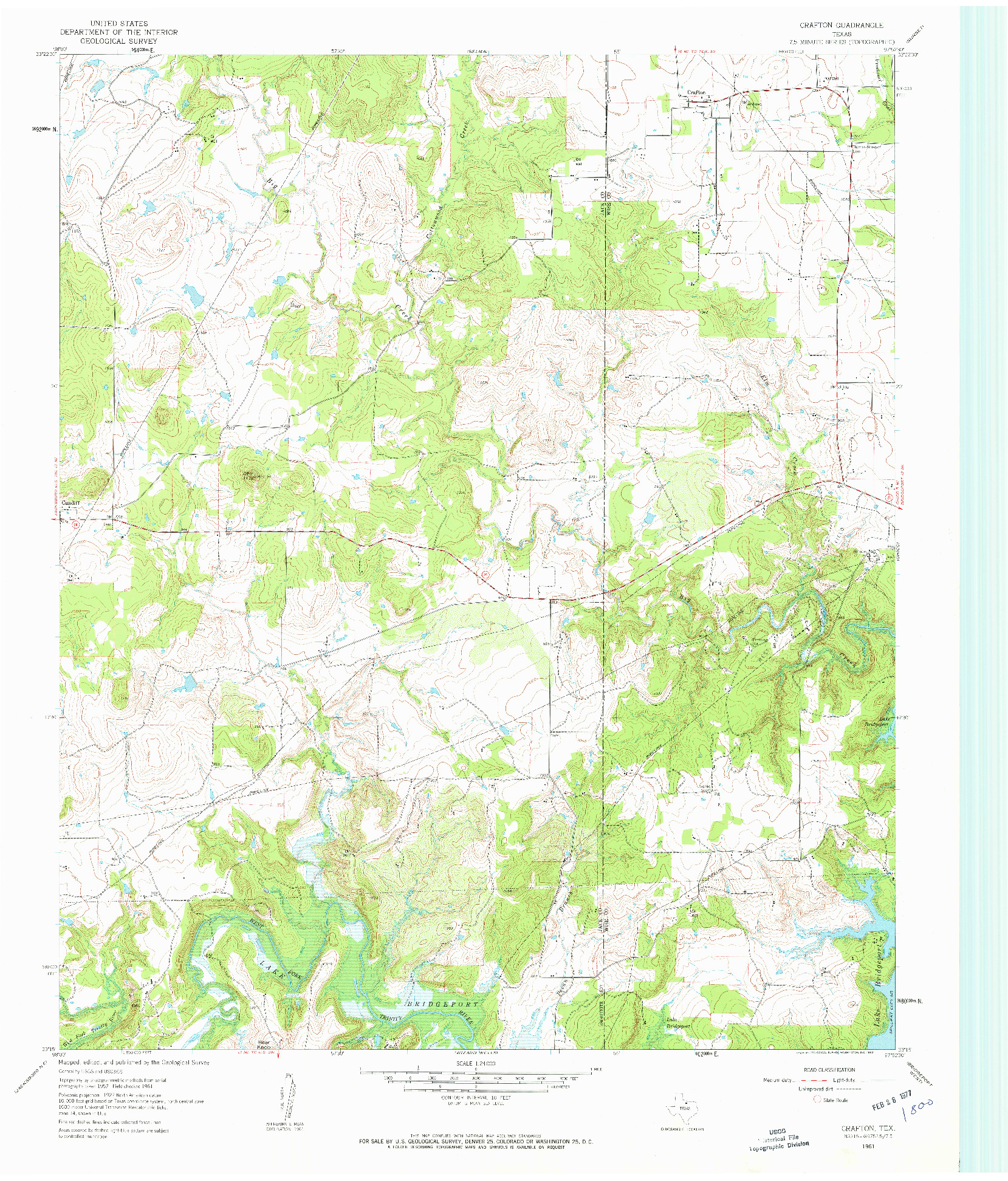 USGS 1:24000-SCALE QUADRANGLE FOR CRAFTON, TX 1961