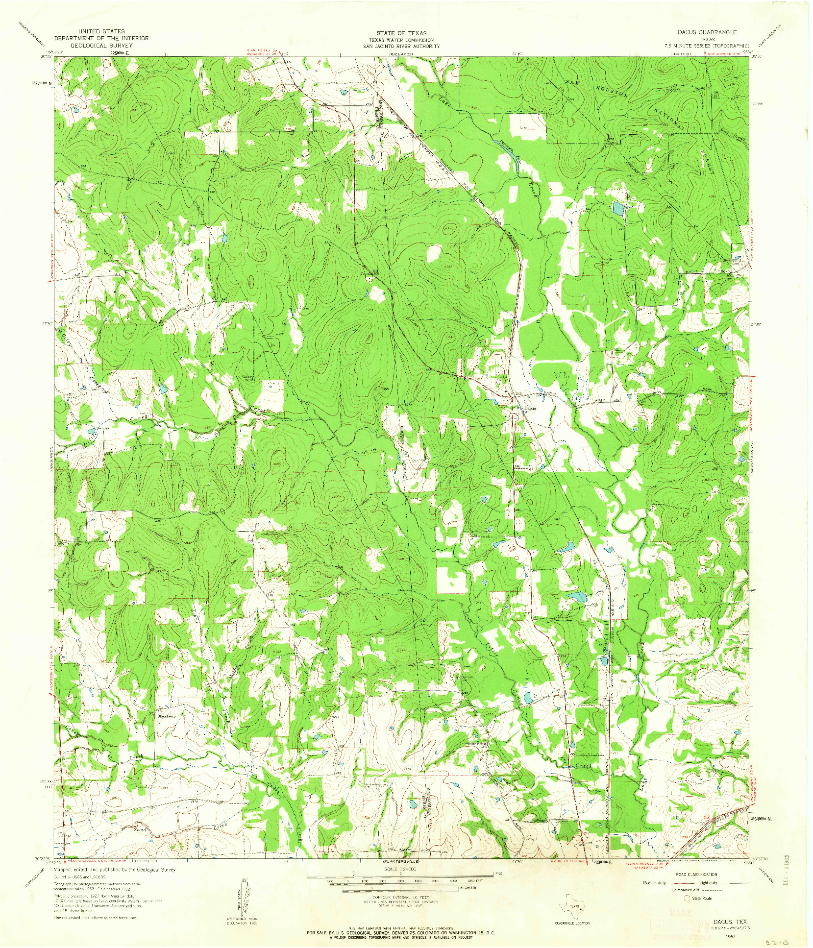 USGS 1:24000-SCALE QUADRANGLE FOR DACUS, TX 1962