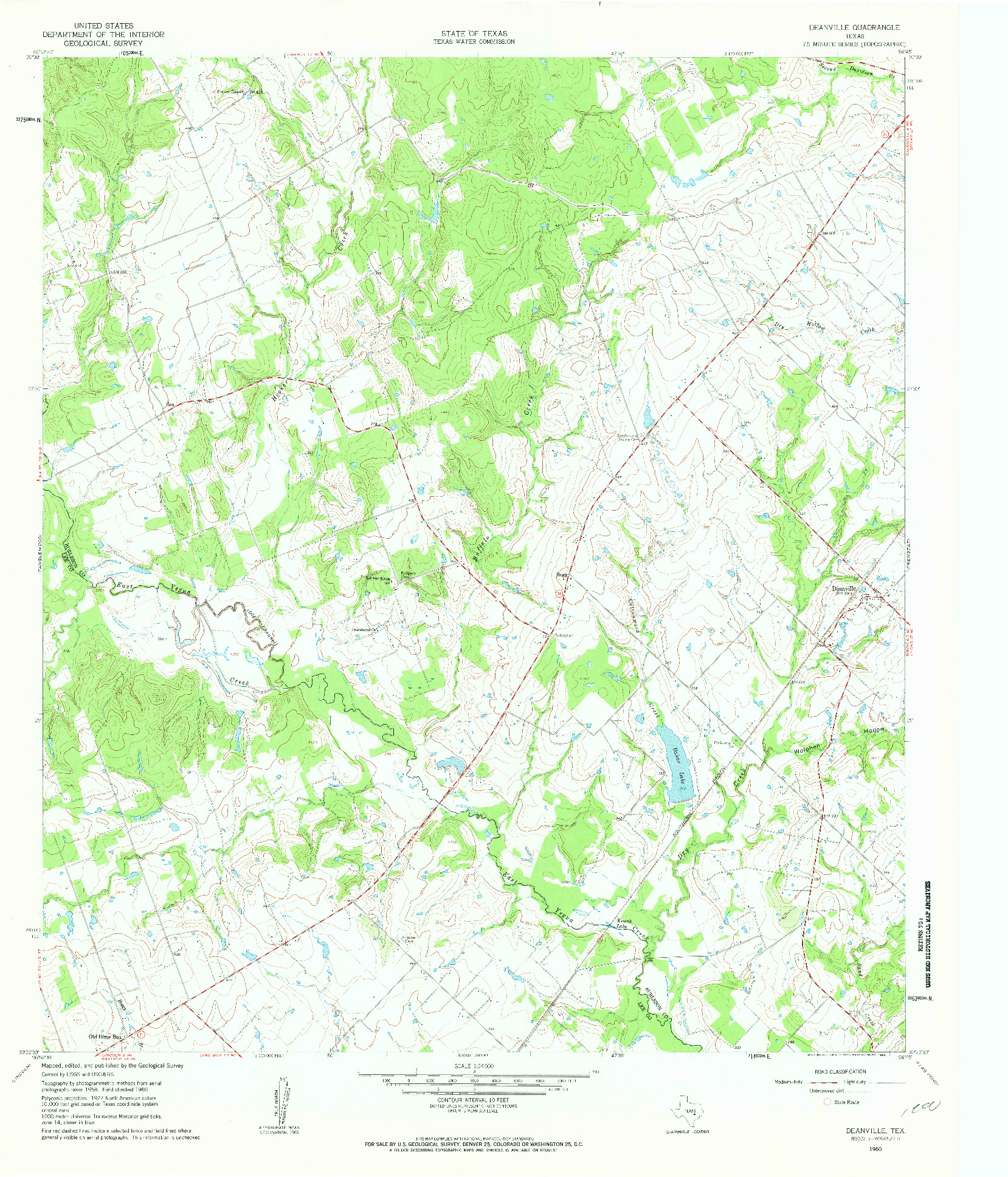 USGS 1:24000-SCALE QUADRANGLE FOR DEANVILLE, TX 1960