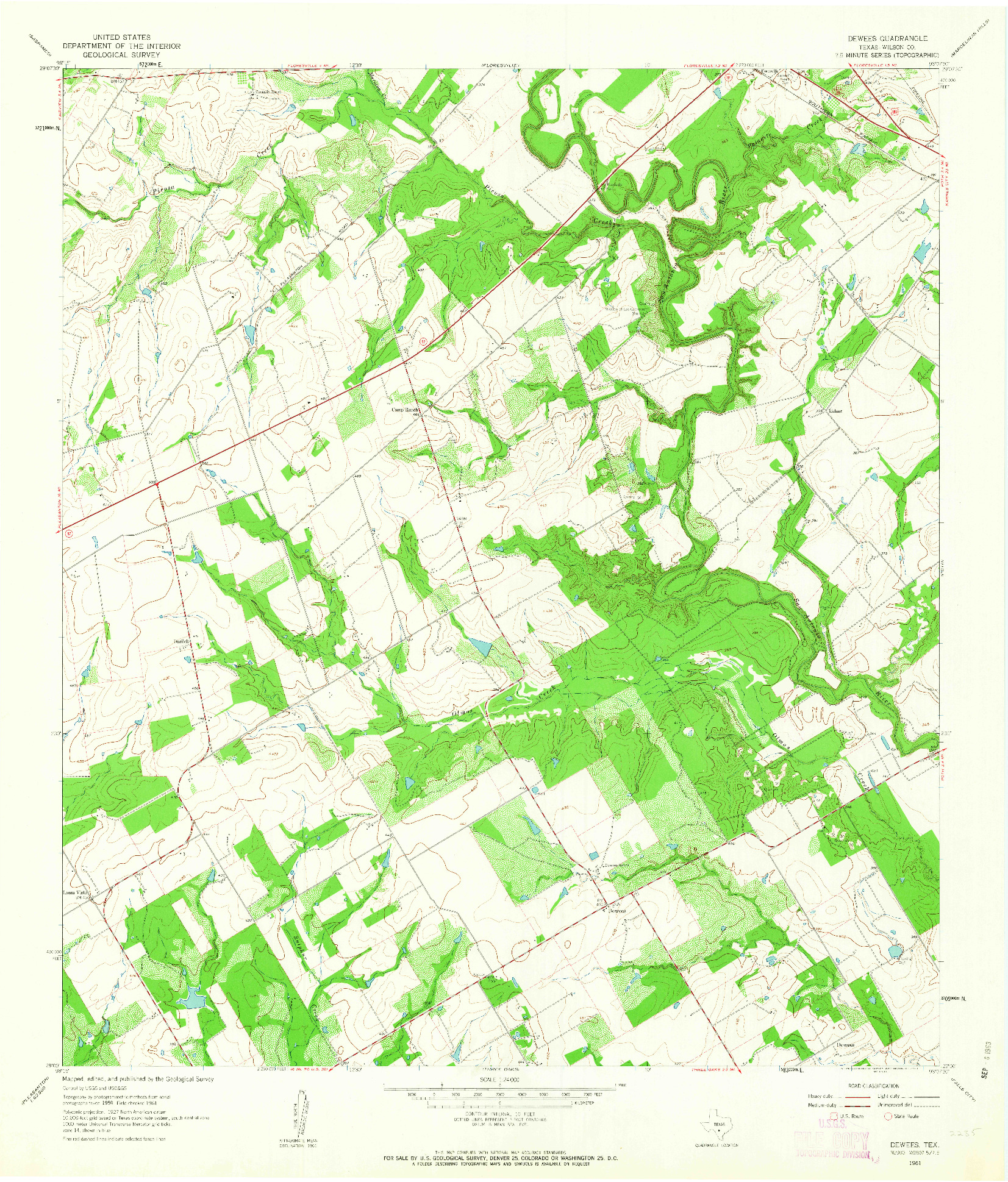 USGS 1:24000-SCALE QUADRANGLE FOR DEWEES, TX 1961
