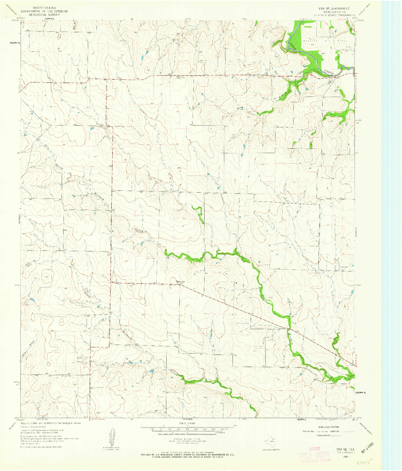 USGS 1:24000-SCALE QUADRANGLE FOR ERA SE, TX 1961