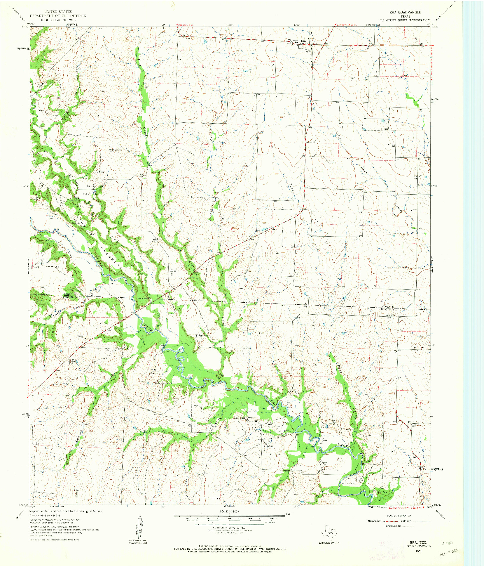 USGS 1:24000-SCALE QUADRANGLE FOR ERA, TX 1961