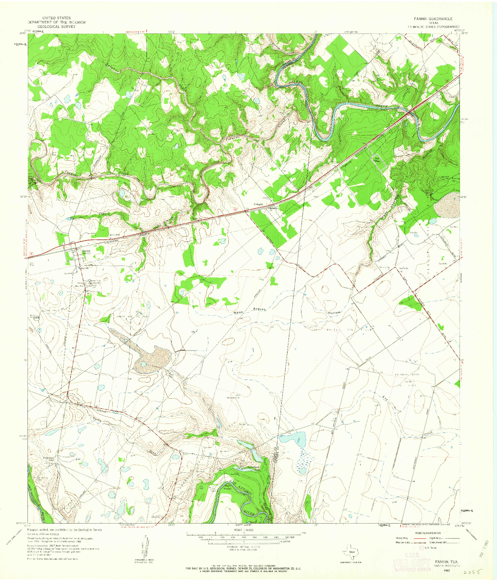 USGS 1:24000-SCALE QUADRANGLE FOR FANNIN, TX 1962