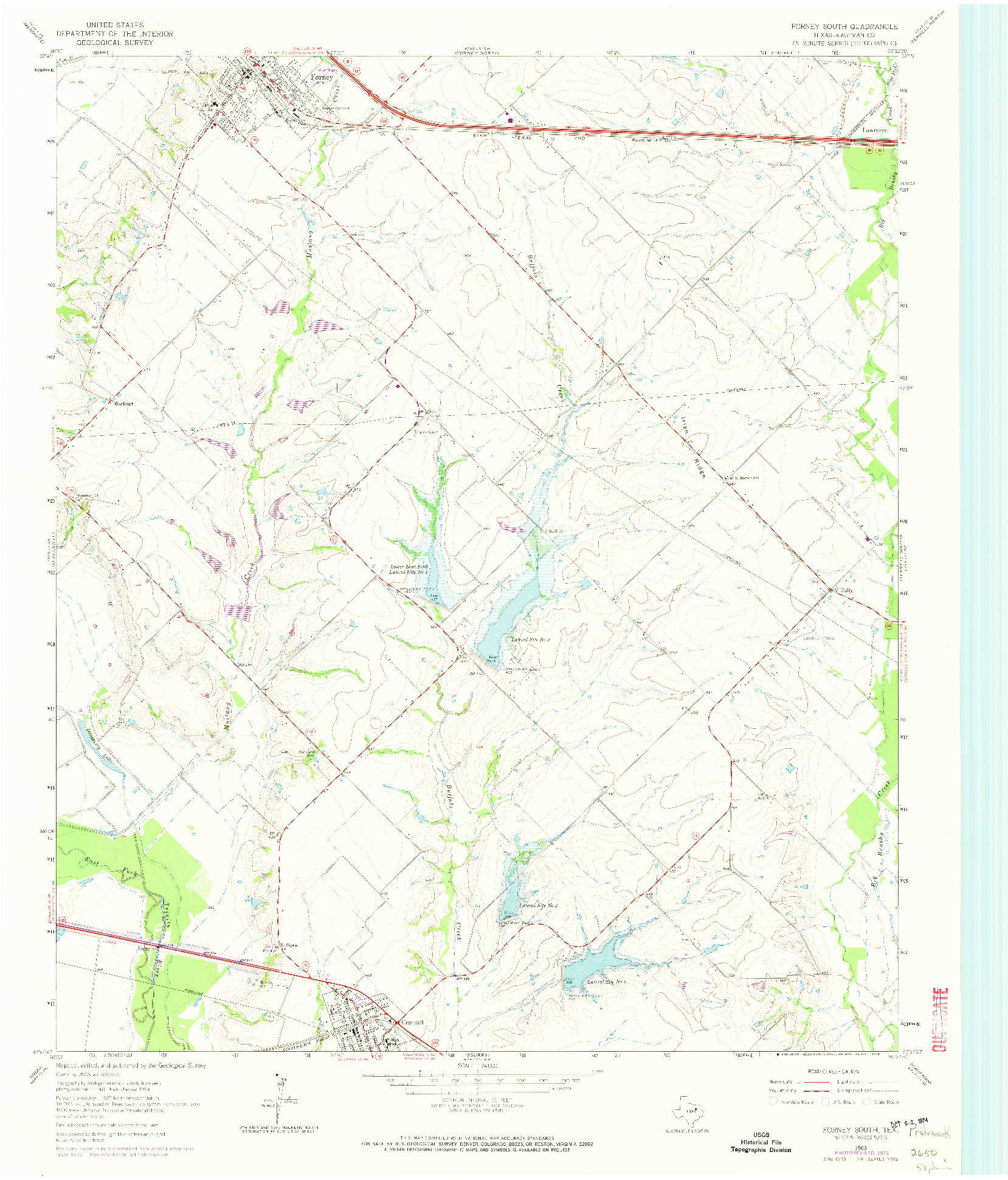 USGS 1:24000-SCALE QUADRANGLE FOR FORNEY SOUTH, TX 1963
