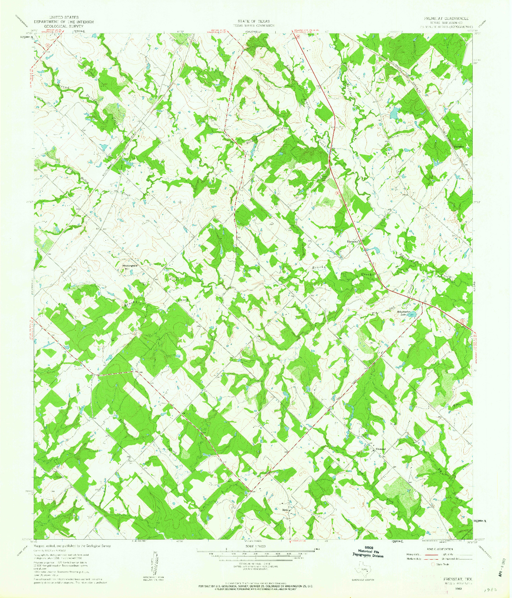 USGS 1:24000-SCALE QUADRANGLE FOR FRENSTAT, TX 1960