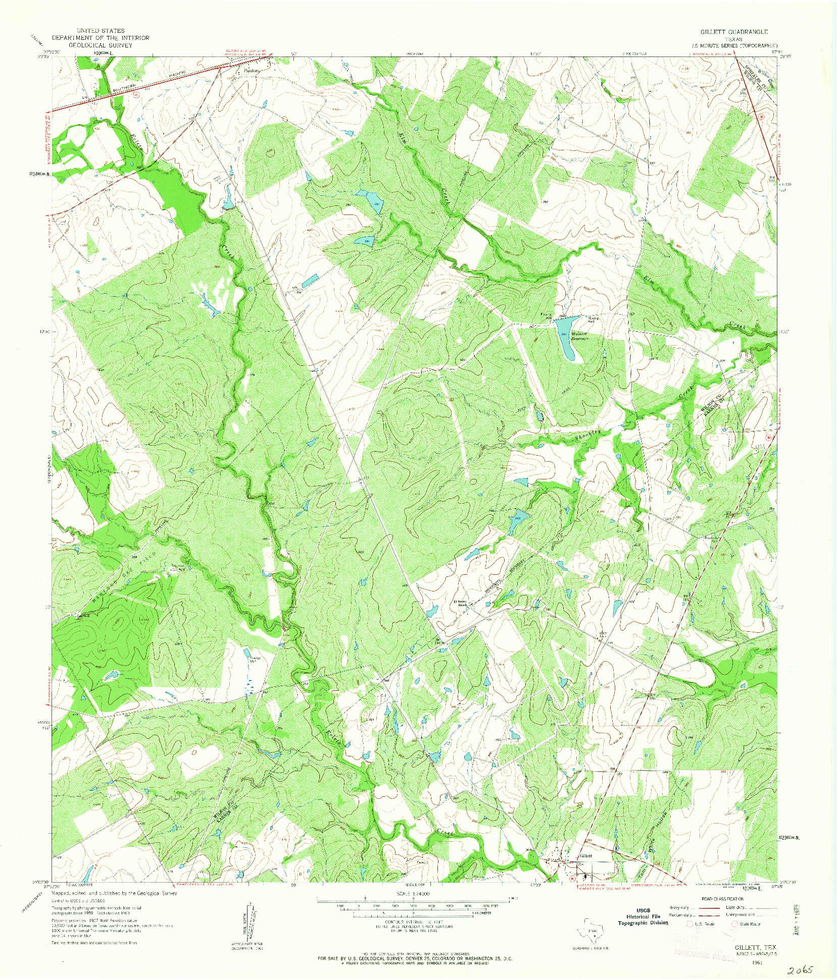 USGS 1:24000-SCALE QUADRANGLE FOR GILLETT, TX 1961