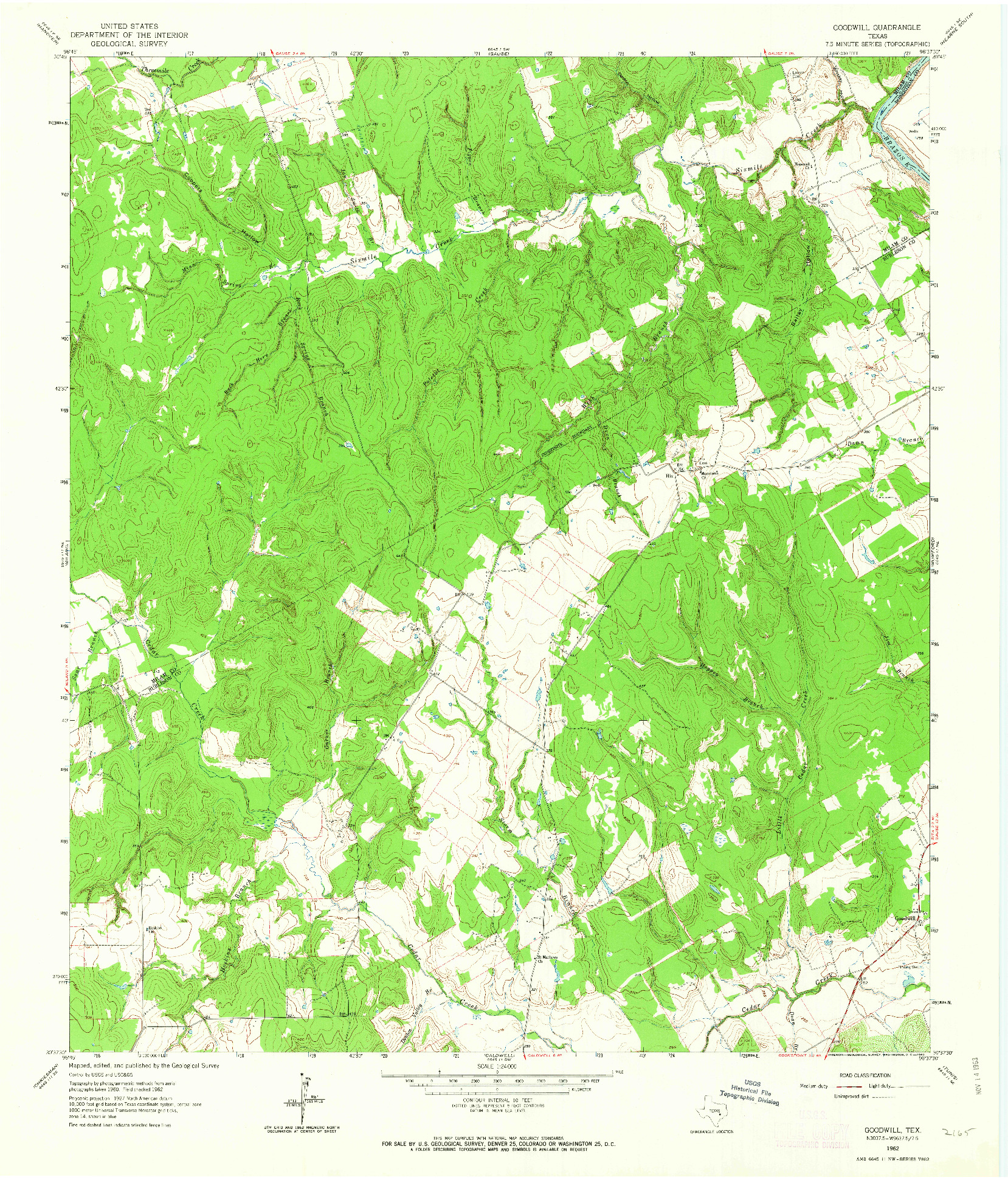 USGS 1:24000-SCALE QUADRANGLE FOR GOODWILL, TX 1962