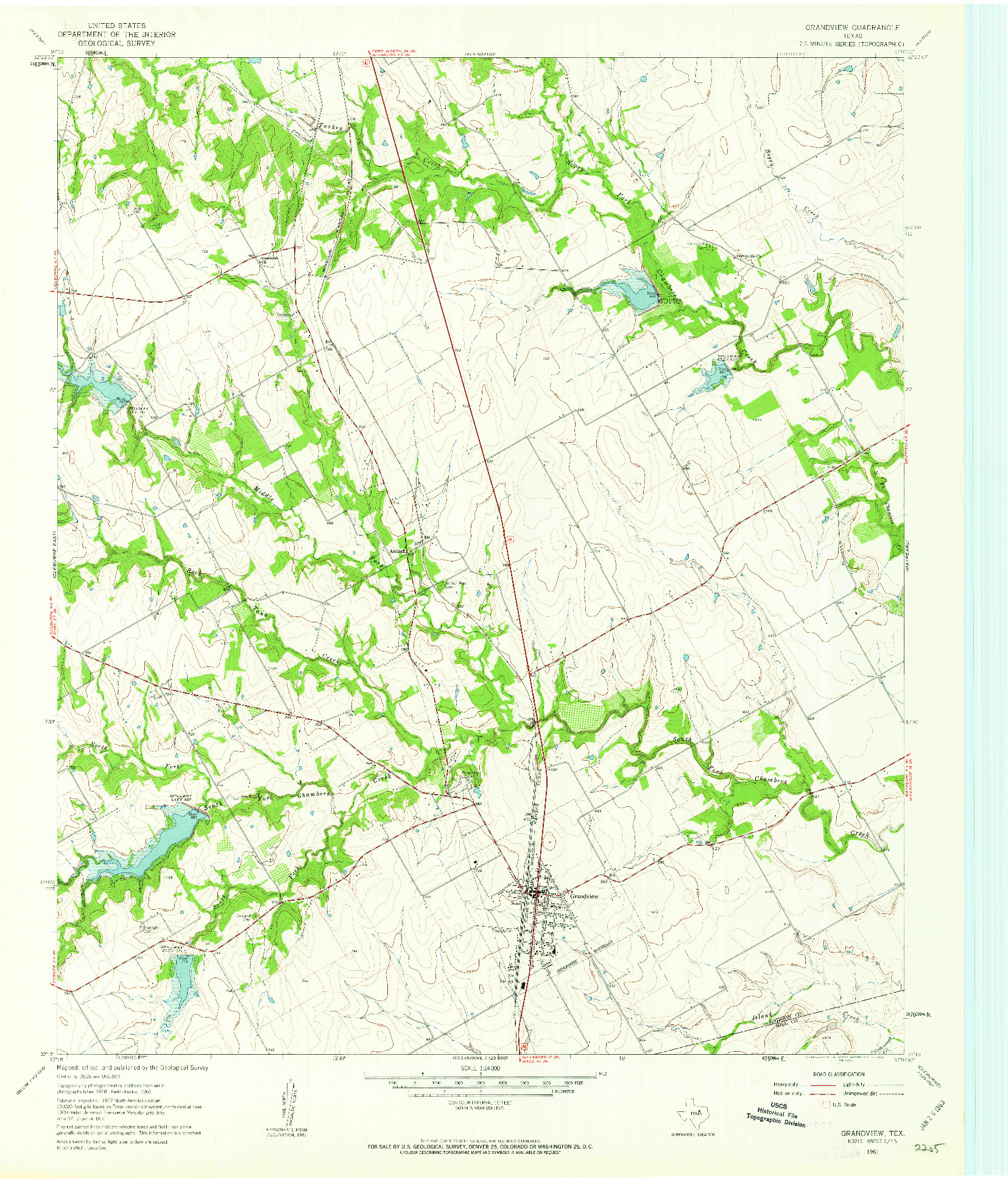 USGS 1:24000-SCALE QUADRANGLE FOR GRANDVIEW, TX 1961