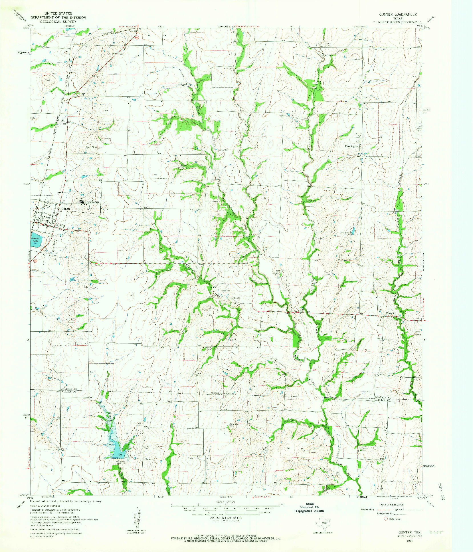 USGS 1:24000-SCALE QUADRANGLE FOR GUNTER, TX 1961