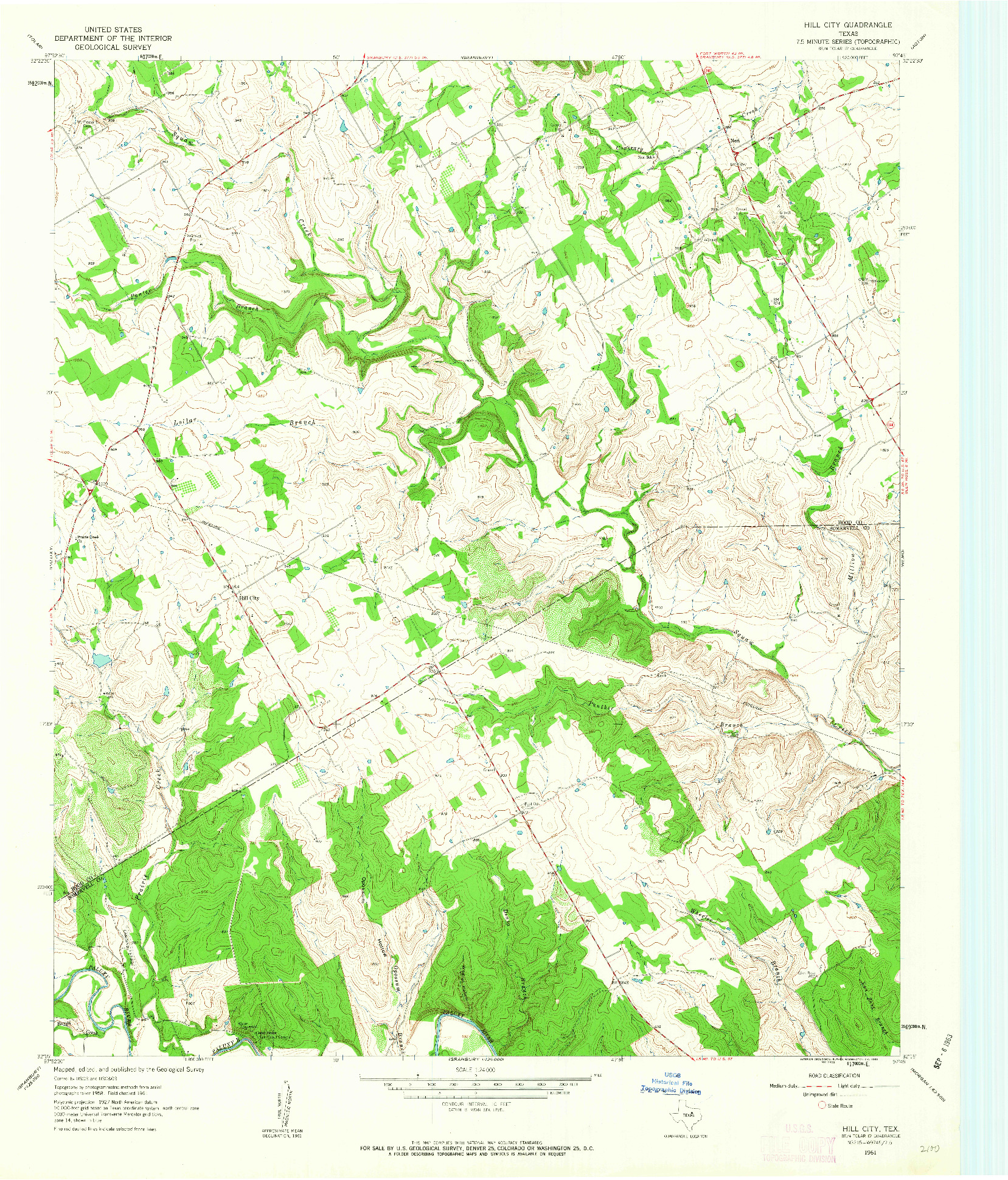 USGS 1:24000-SCALE QUADRANGLE FOR HILL CITY, TX 1961