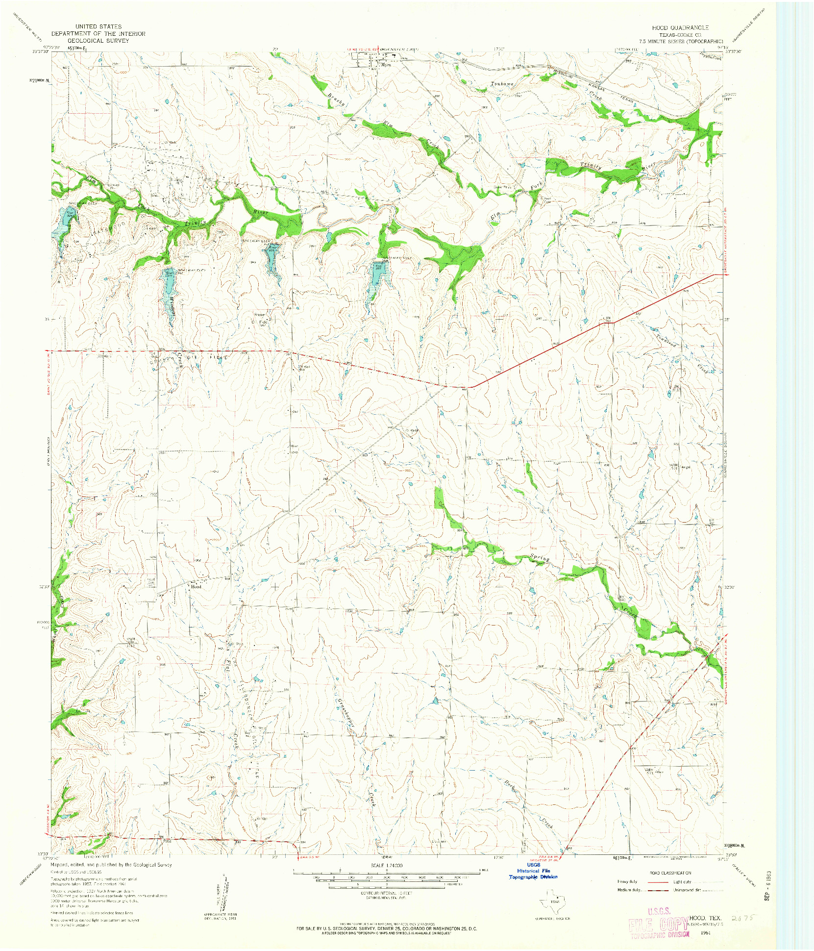 USGS 1:24000-SCALE QUADRANGLE FOR HOOD, TX 1961