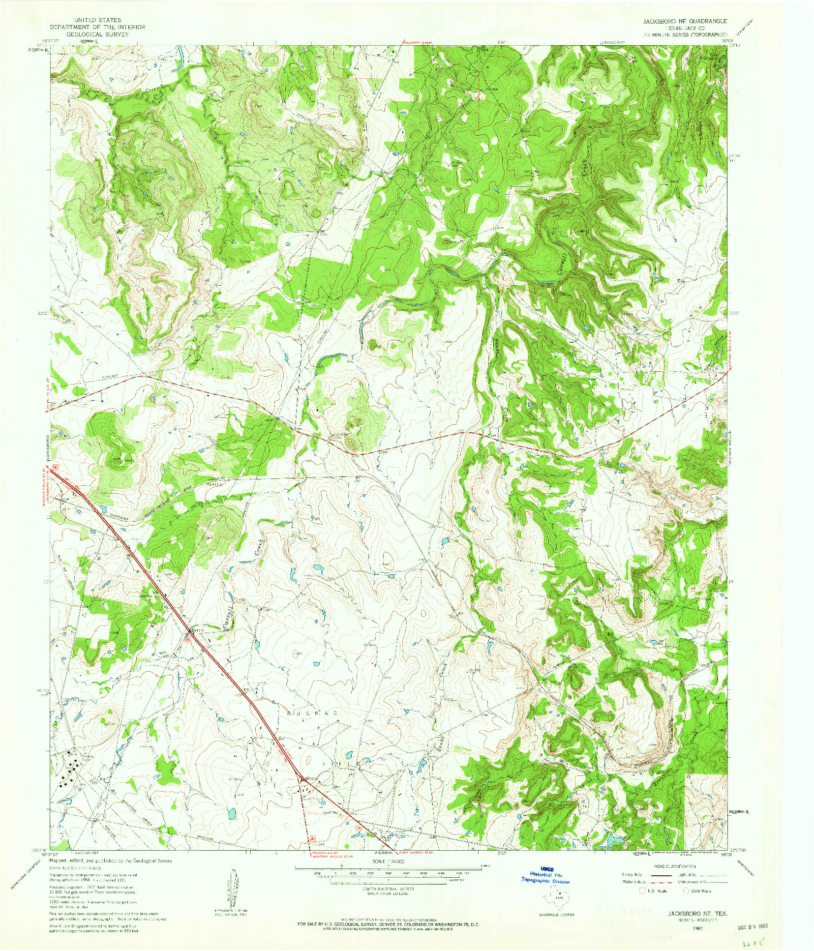 USGS 1:24000-SCALE QUADRANGLE FOR JACKSBORO NE, TX 1961