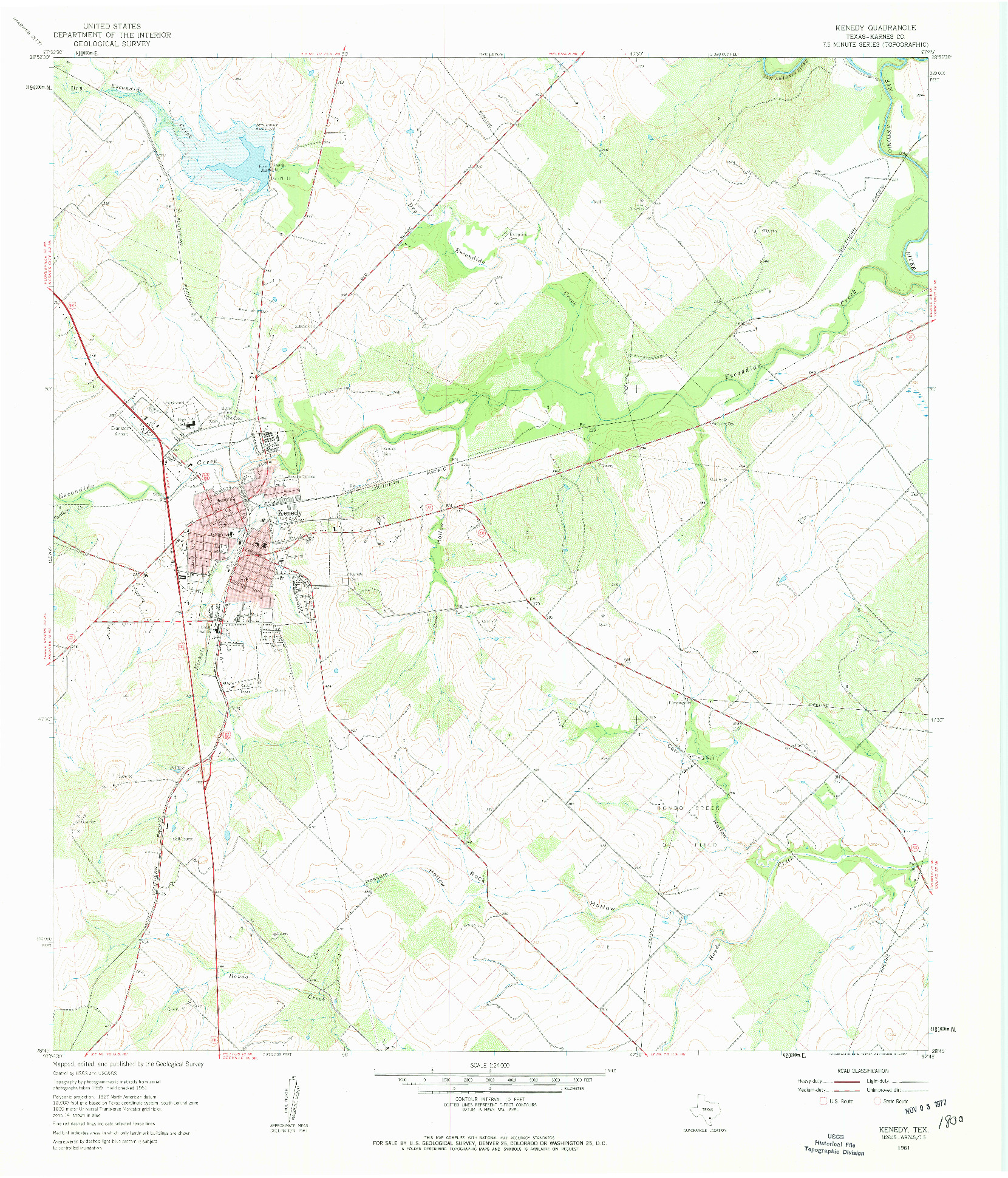 USGS 1:24000-SCALE QUADRANGLE FOR KENEDY, TX 1961