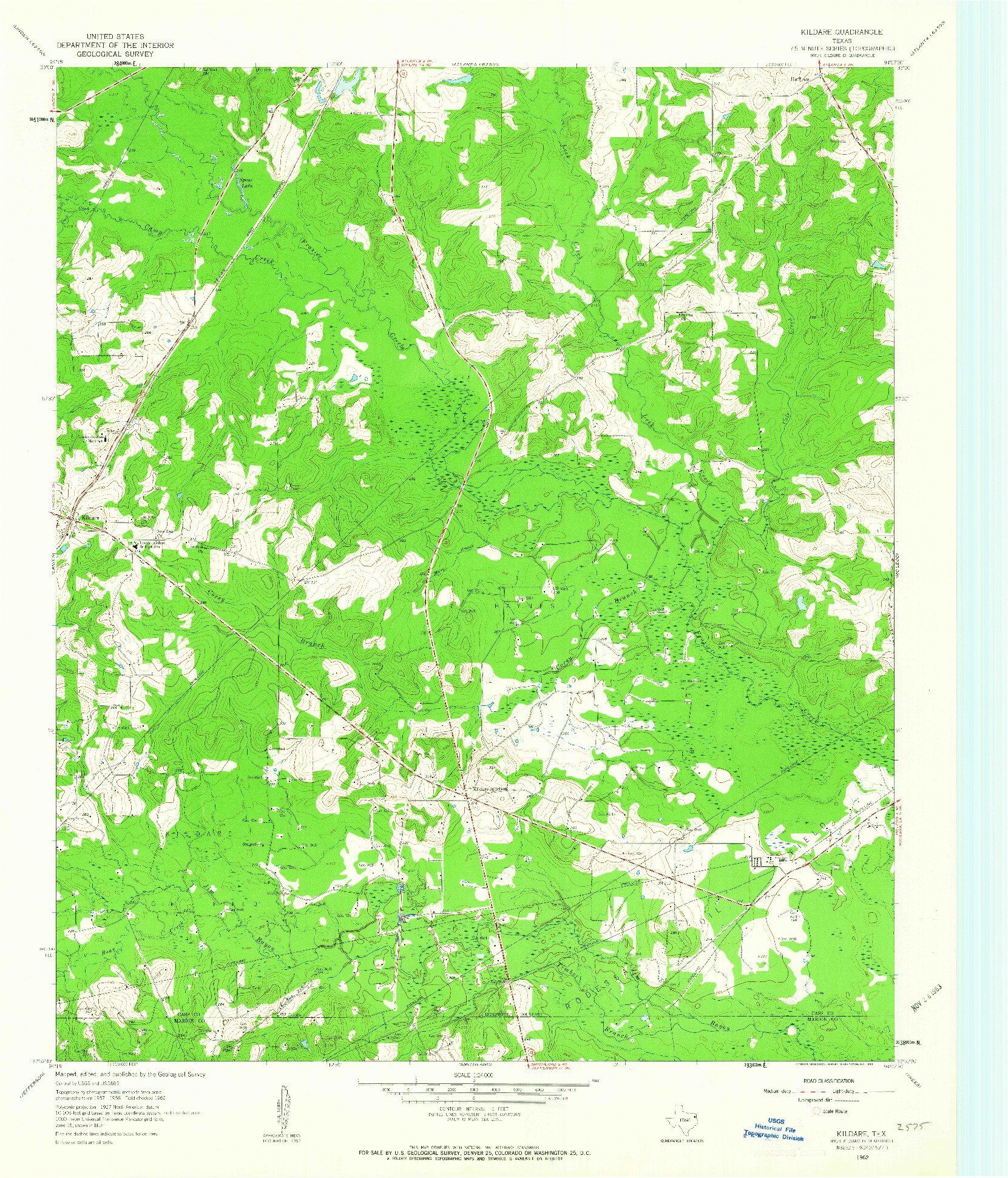 USGS 1:24000-SCALE QUADRANGLE FOR KILDARE, TX 1962