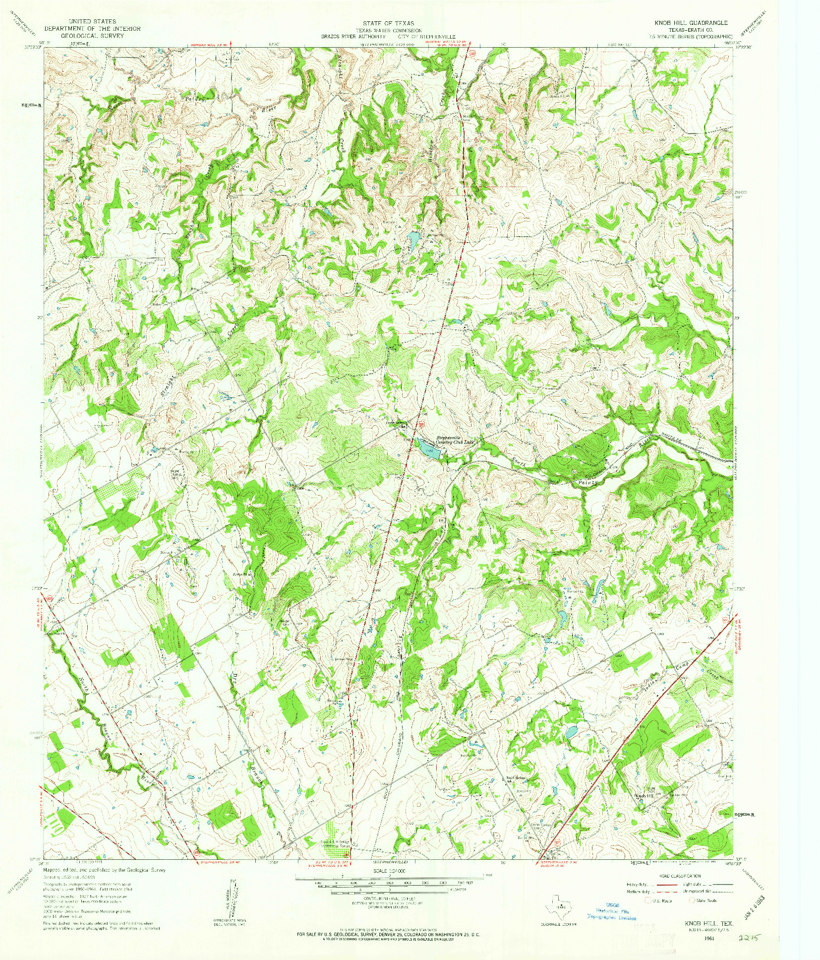 USGS 1:24000-SCALE QUADRANGLE FOR KNOB HILL, TX 1961