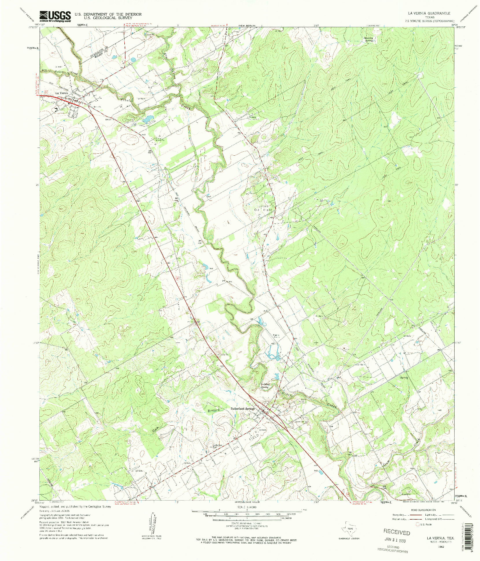USGS 1:24000-SCALE QUADRANGLE FOR LA VERNIA, TX 1962