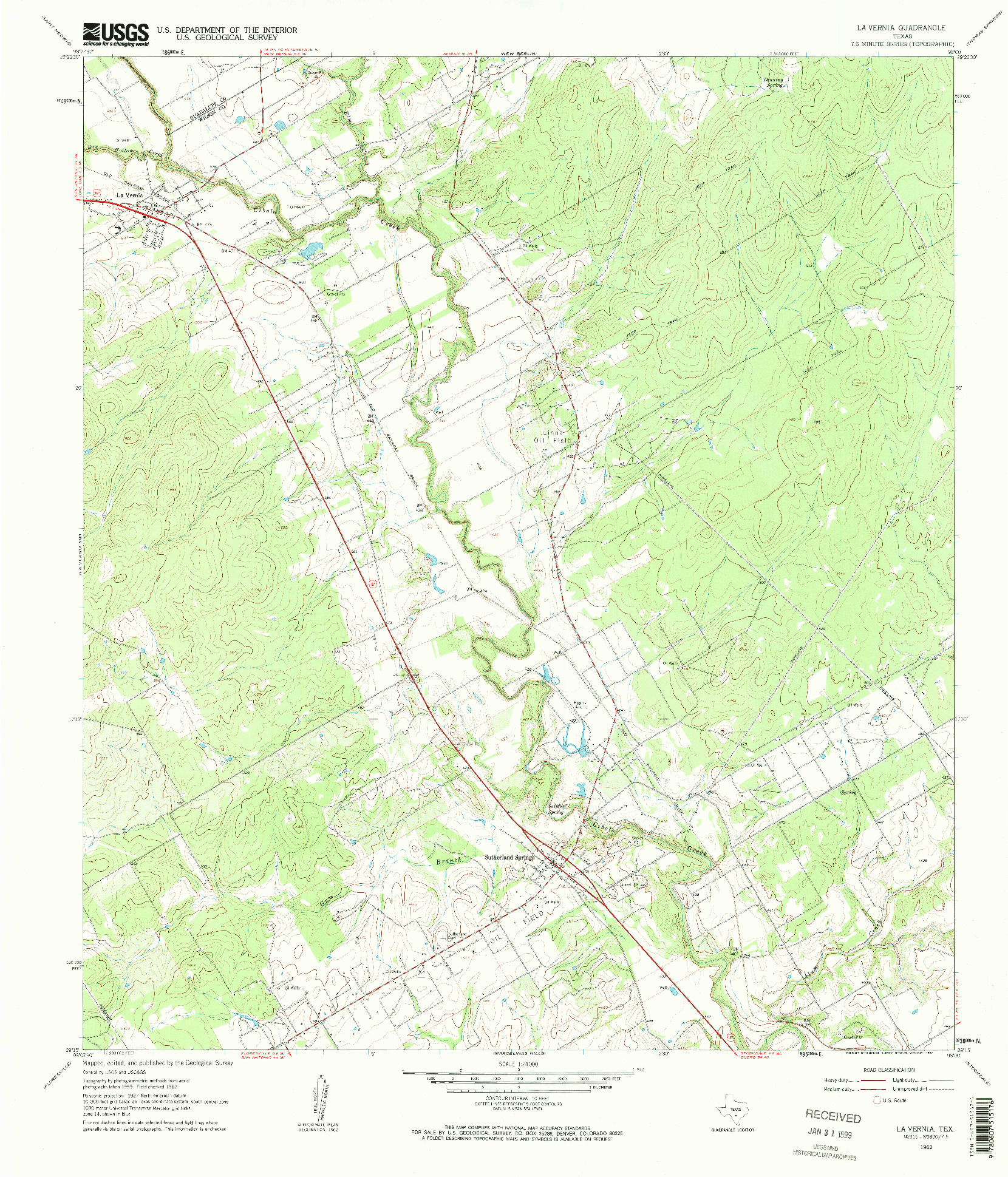 USGS 1:24000-SCALE QUADRANGLE FOR LA VERNIA, TX 1962