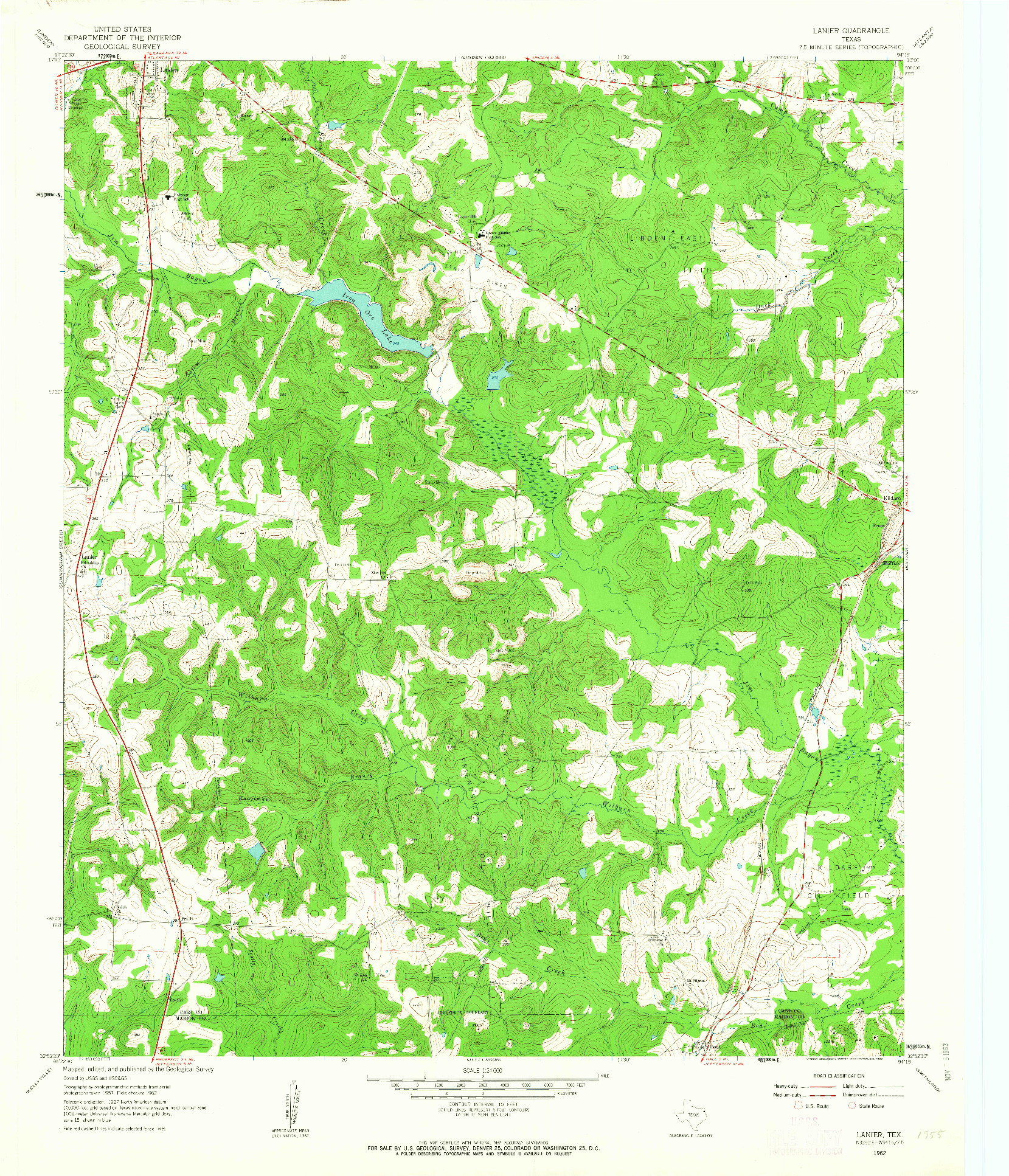 USGS 1:24000-SCALE QUADRANGLE FOR LANIER, TX 1962