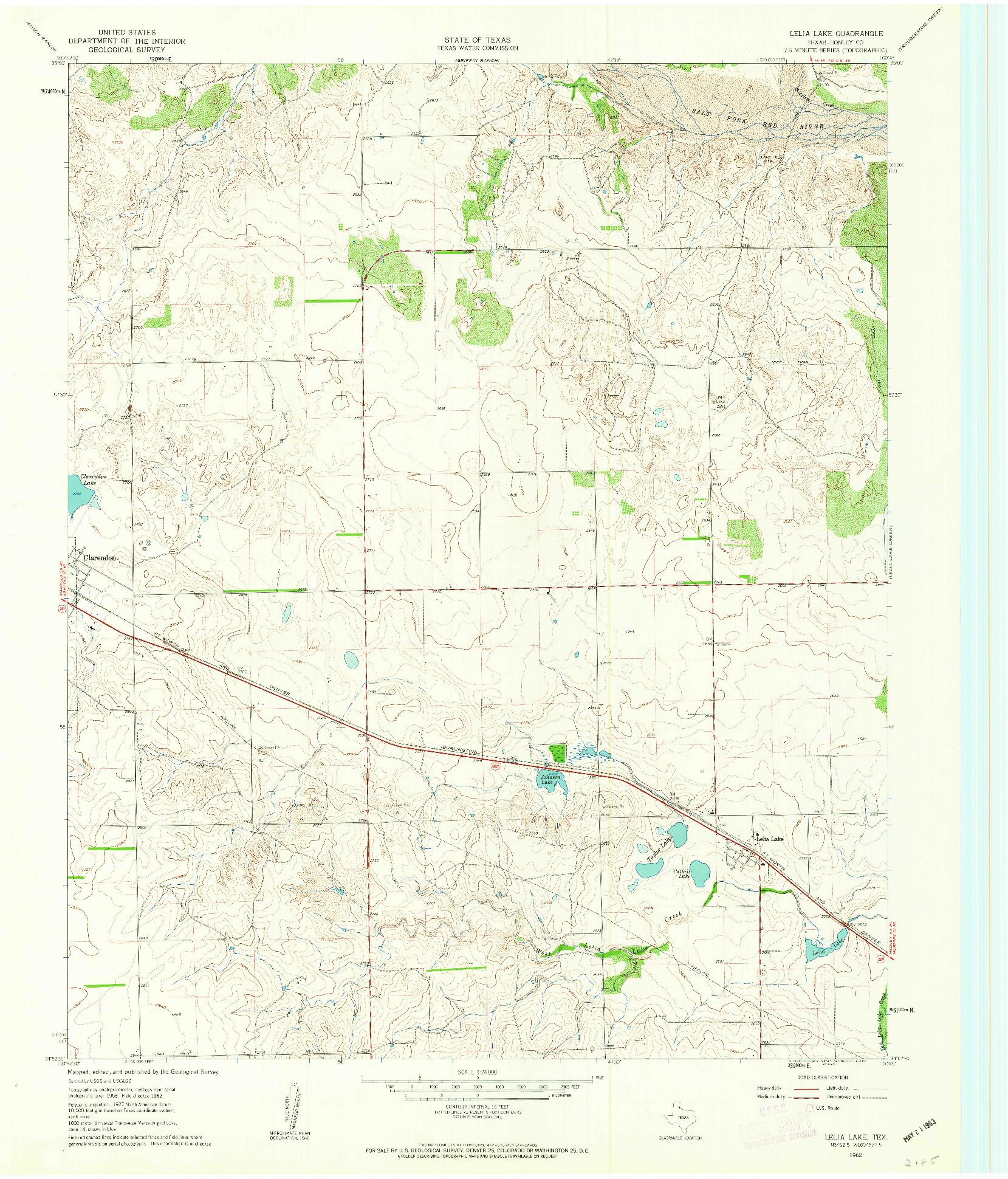 USGS 1:24000-SCALE QUADRANGLE FOR LELIA LAKE, TX 1962