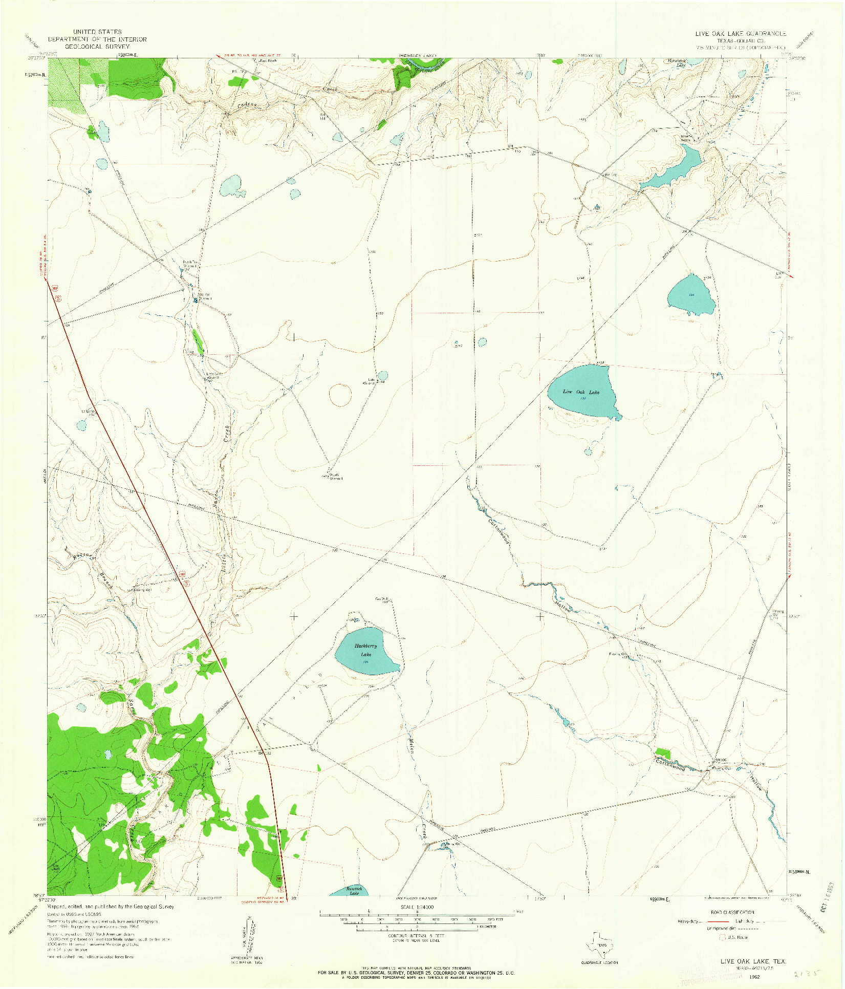 USGS 1:24000-SCALE QUADRANGLE FOR LIVE OAK LAKE, TX 1962