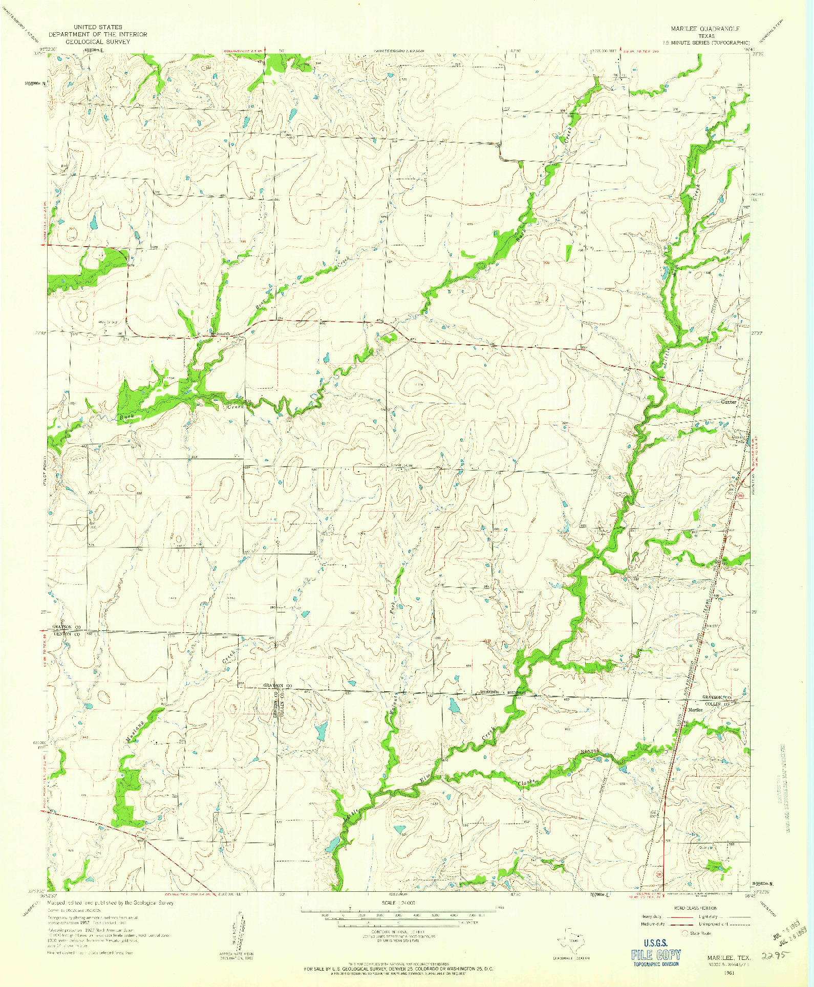 USGS 1:24000-SCALE QUADRANGLE FOR MARILEE, TX 1961