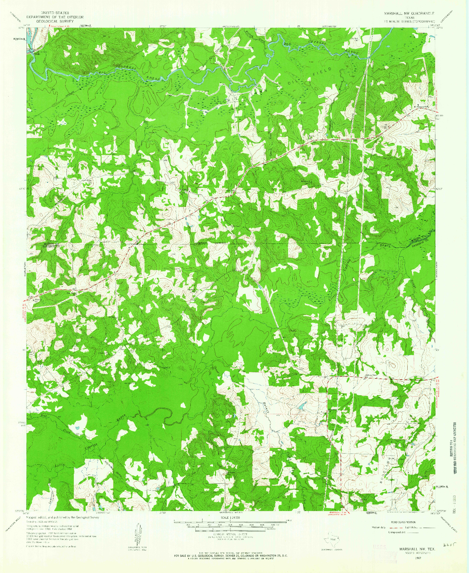 USGS 1:24000-SCALE QUADRANGLE FOR MARSHALL NW, TX 1962