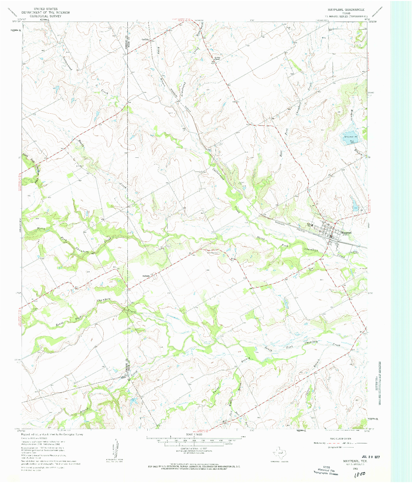 USGS 1:24000-SCALE QUADRANGLE FOR MAYPEARL, TX 1961