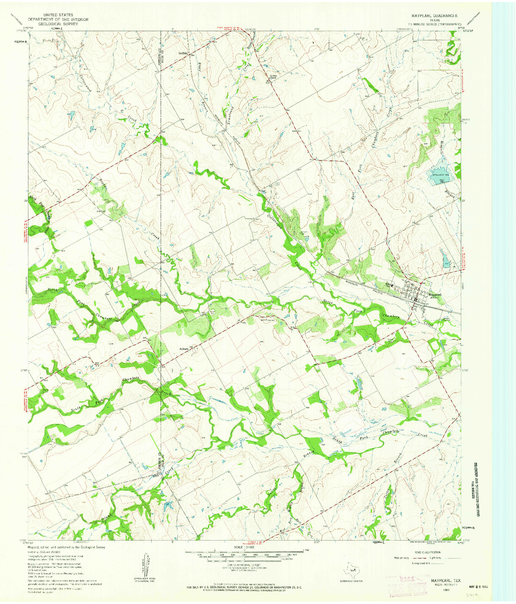 USGS 1:24000-SCALE QUADRANGLE FOR MAYPEARL, TX 1961