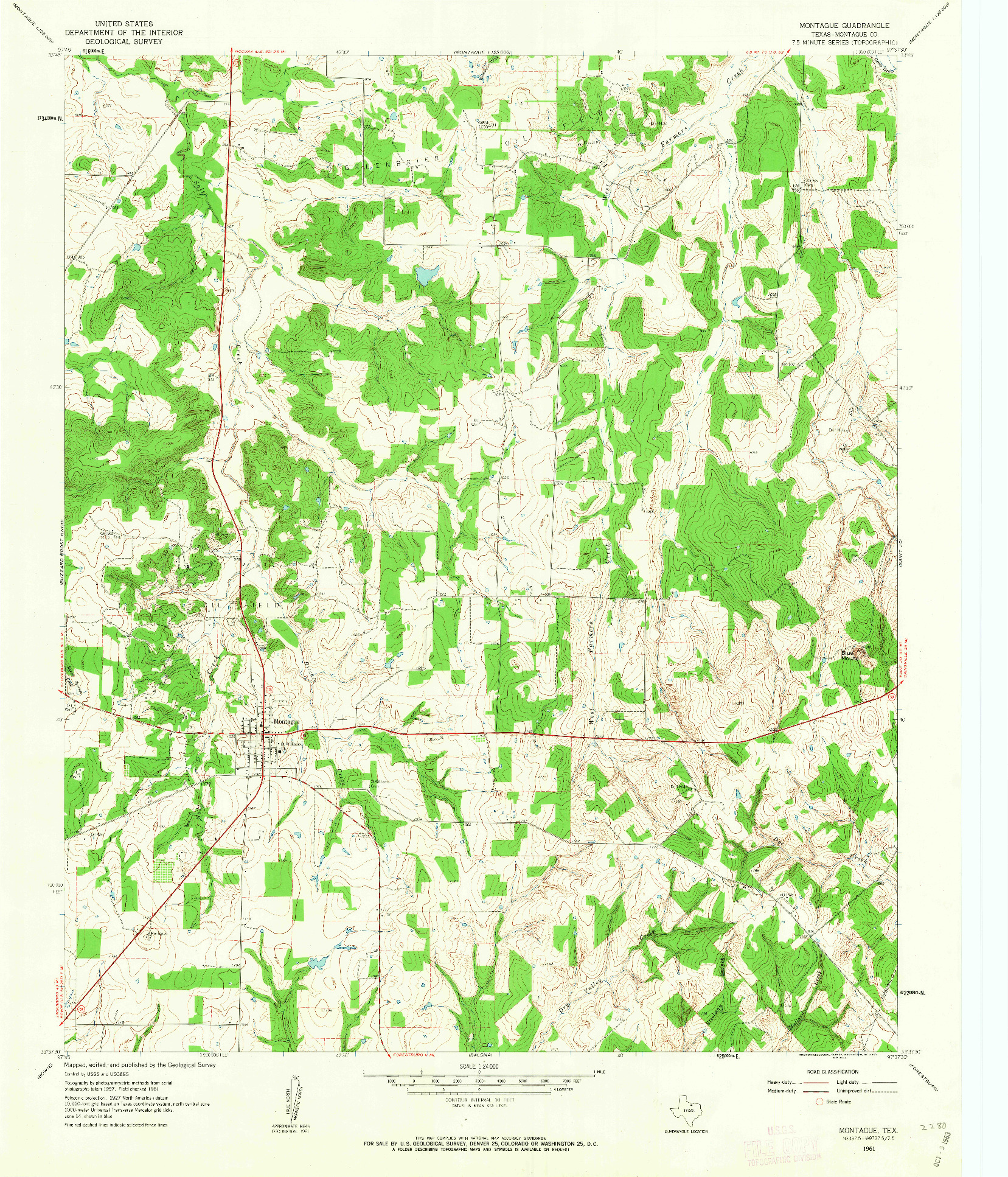 USGS 1:24000-SCALE QUADRANGLE FOR MONTAGUE, TX 1961