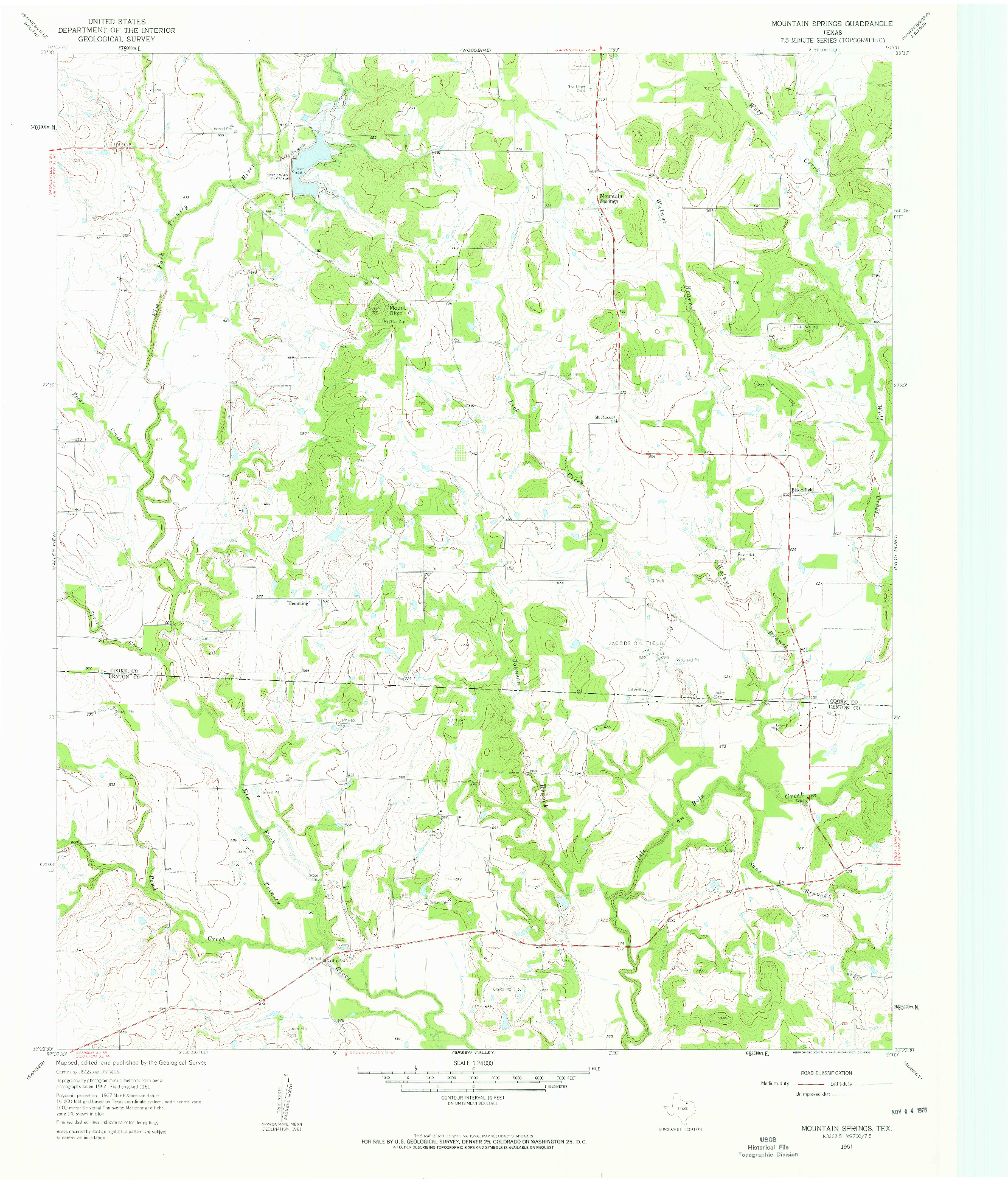 USGS 1:24000-SCALE QUADRANGLE FOR MOUNTAIN SPRINGS, TX 1961