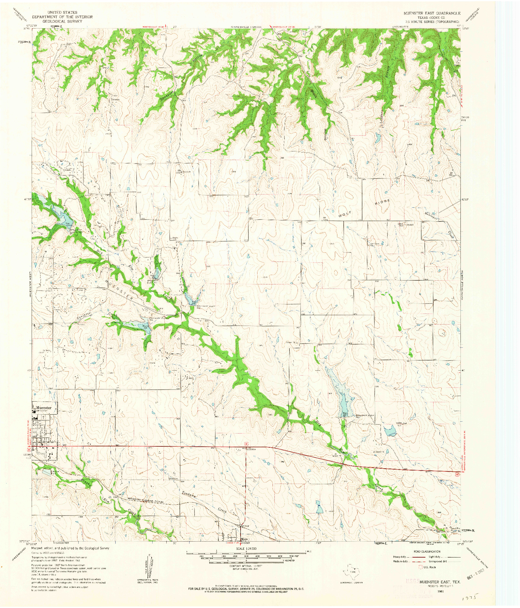 USGS 1:24000-SCALE QUADRANGLE FOR MUENSTER EAST, TX 1961