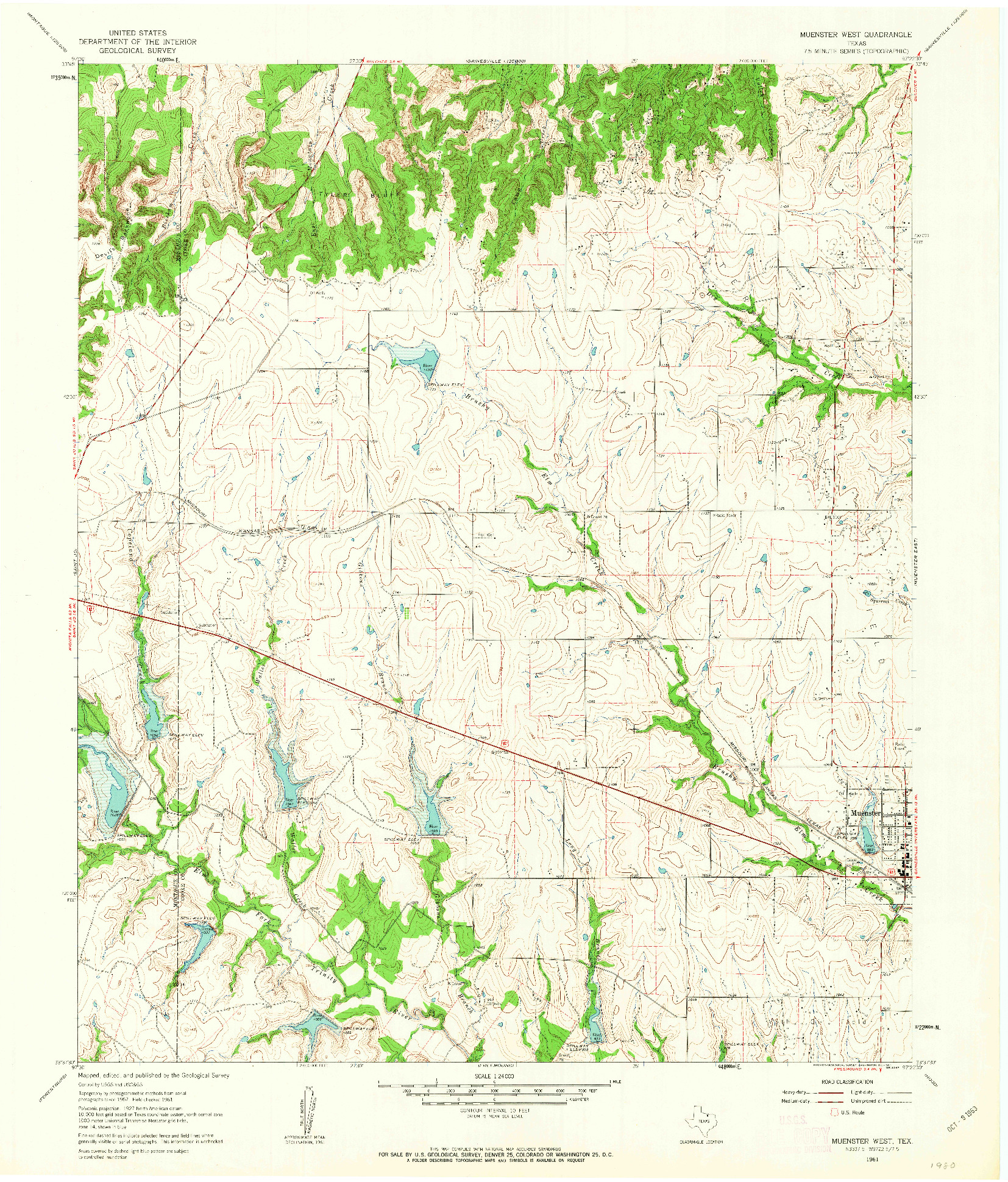 USGS 1:24000-SCALE QUADRANGLE FOR MUENSTER WEST, TX 1961