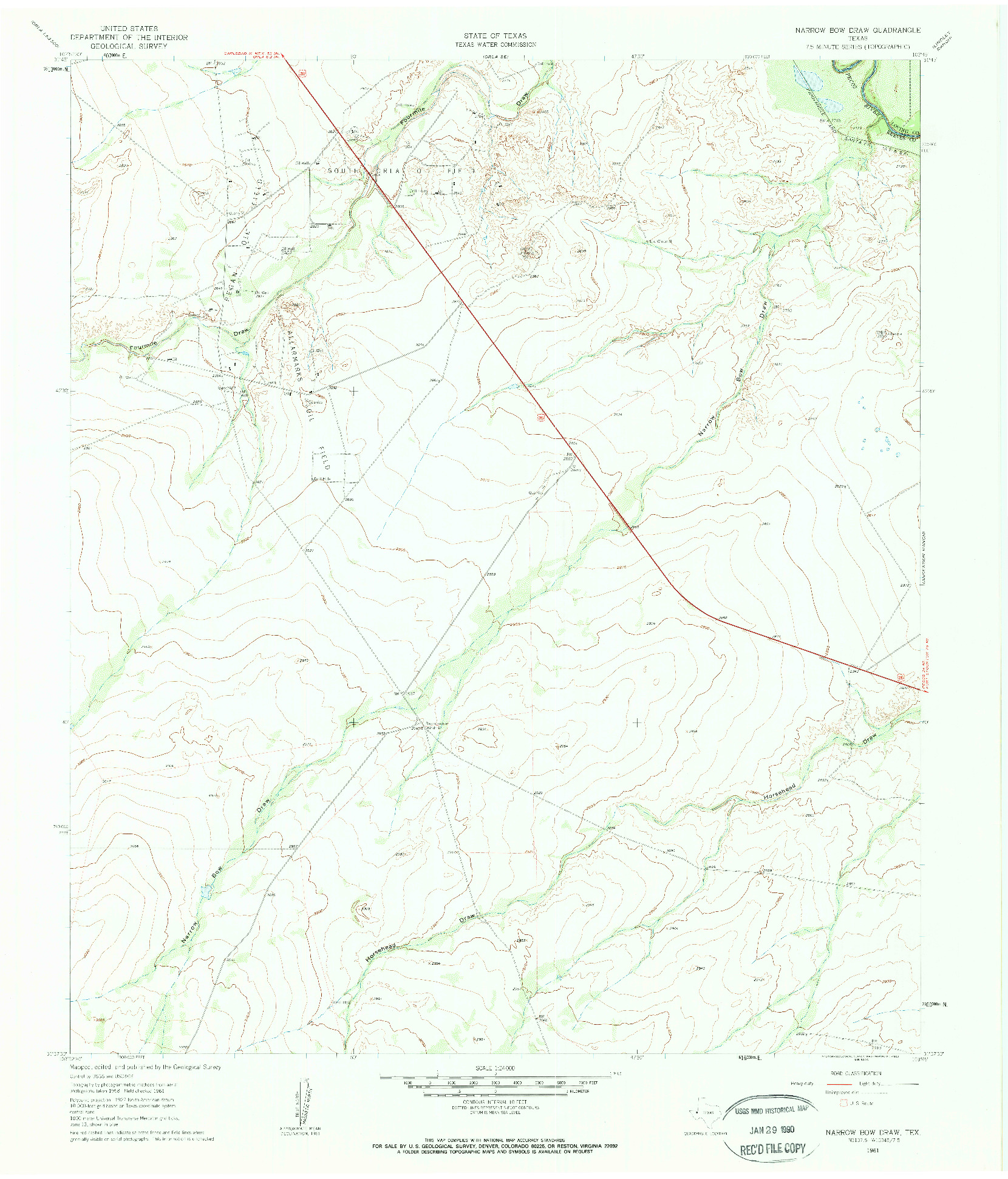 USGS 1:24000-SCALE QUADRANGLE FOR NARROW BOW DRAW, TX 1961