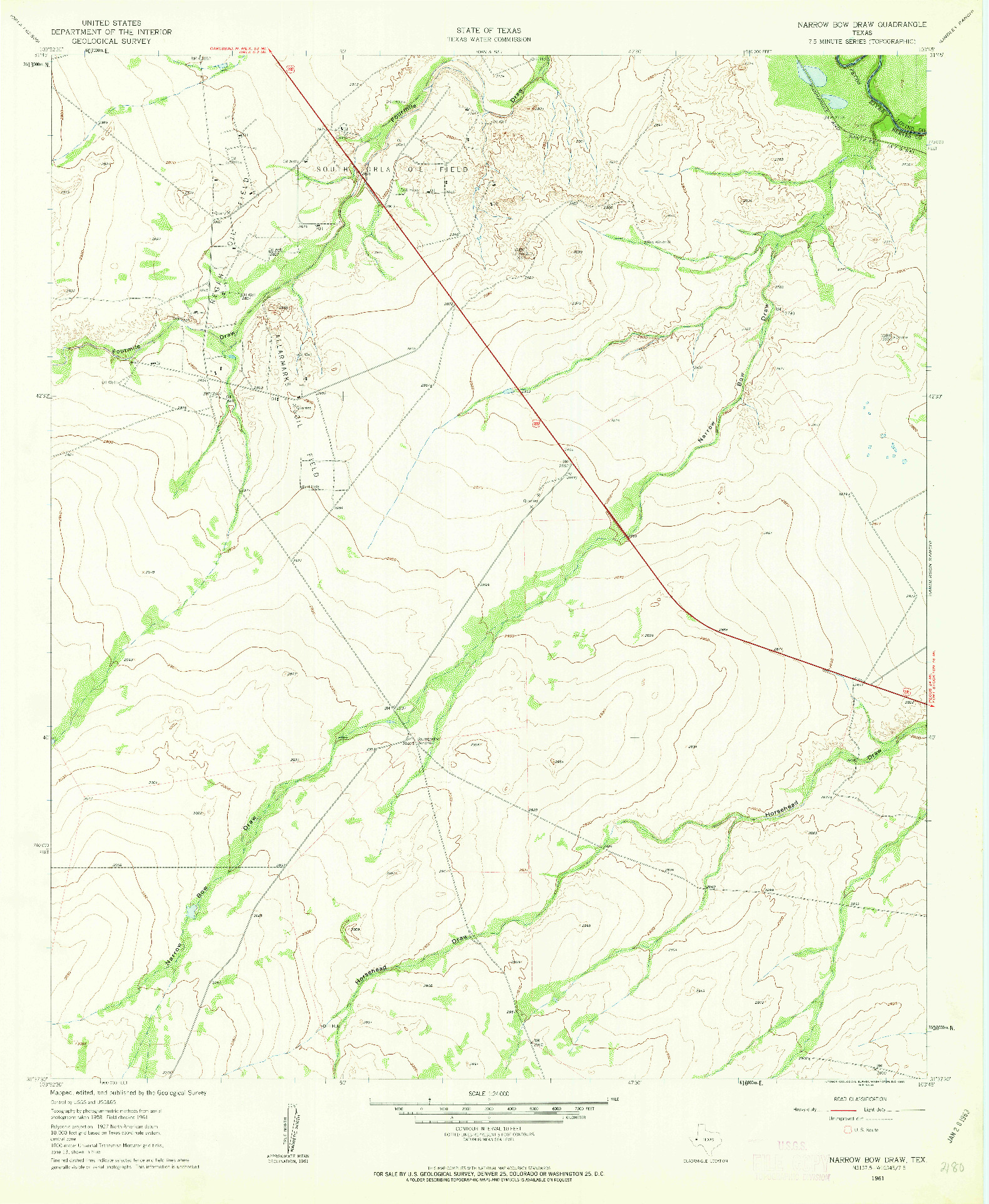 USGS 1:24000-SCALE QUADRANGLE FOR NARROW BOW DRAW, TX 1961