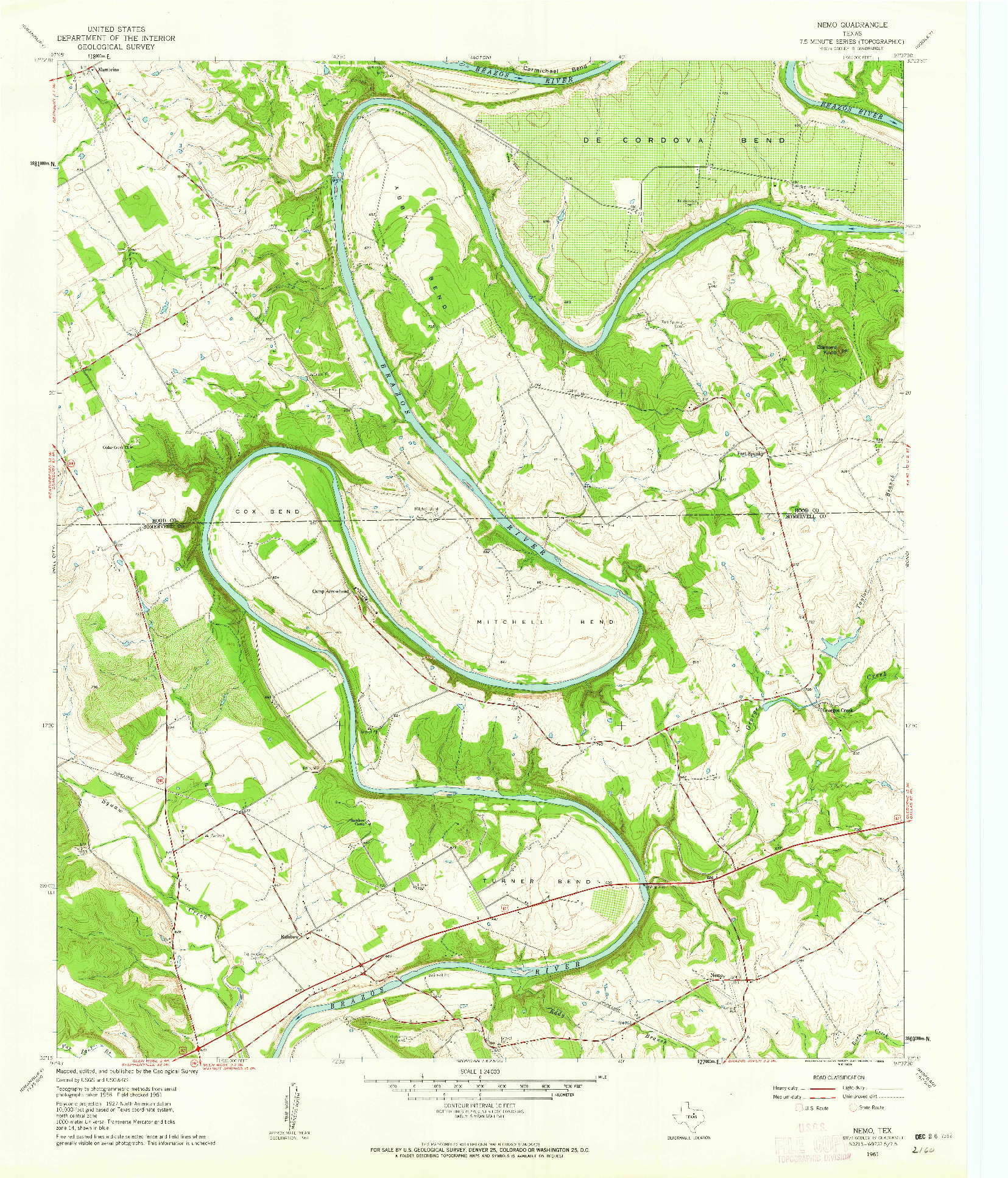 USGS 1:24000-SCALE QUADRANGLE FOR NEMO, TX 1961